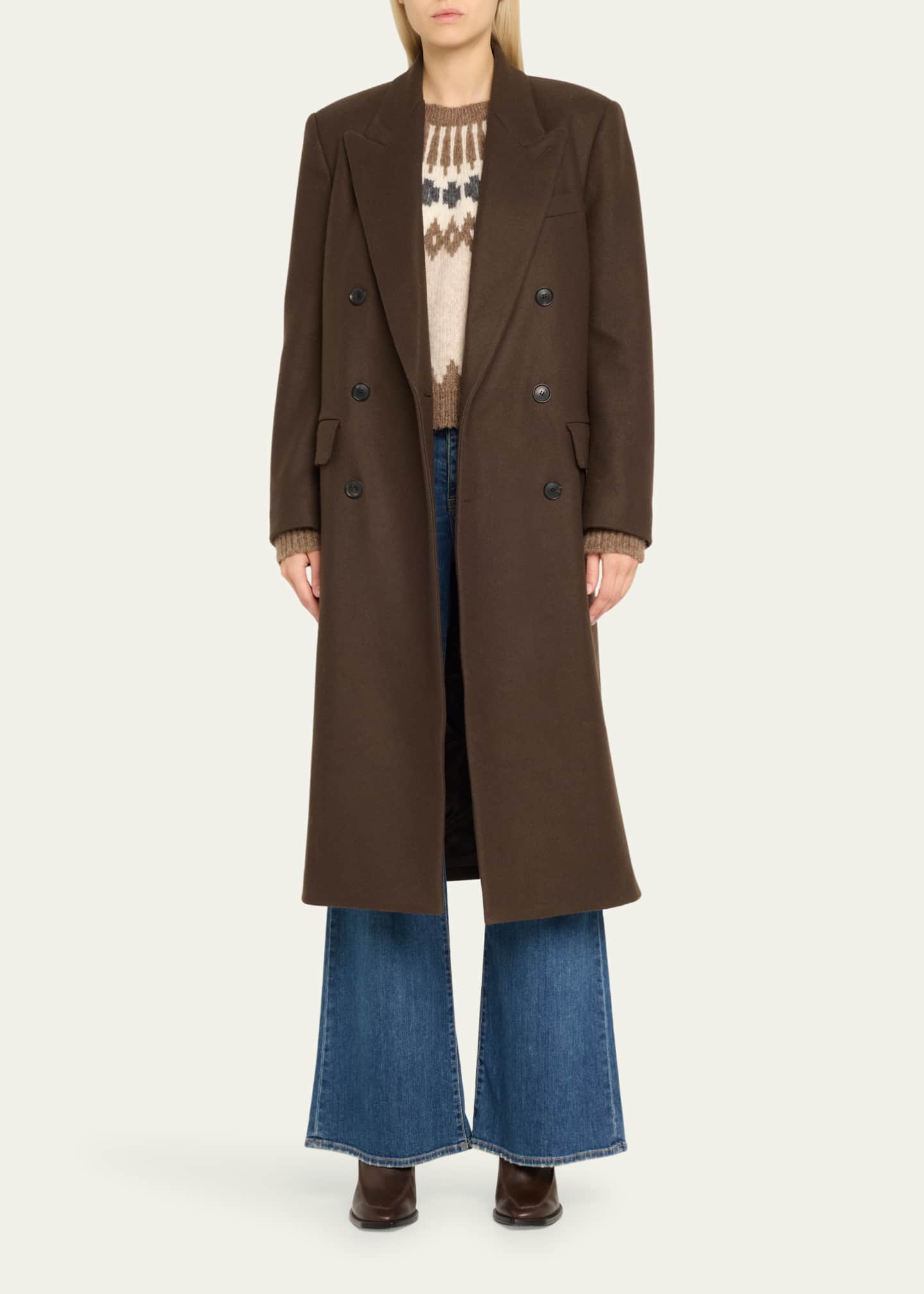 Nili Lotan Edmont Double-Breasted Long Coat Image 2 of 5