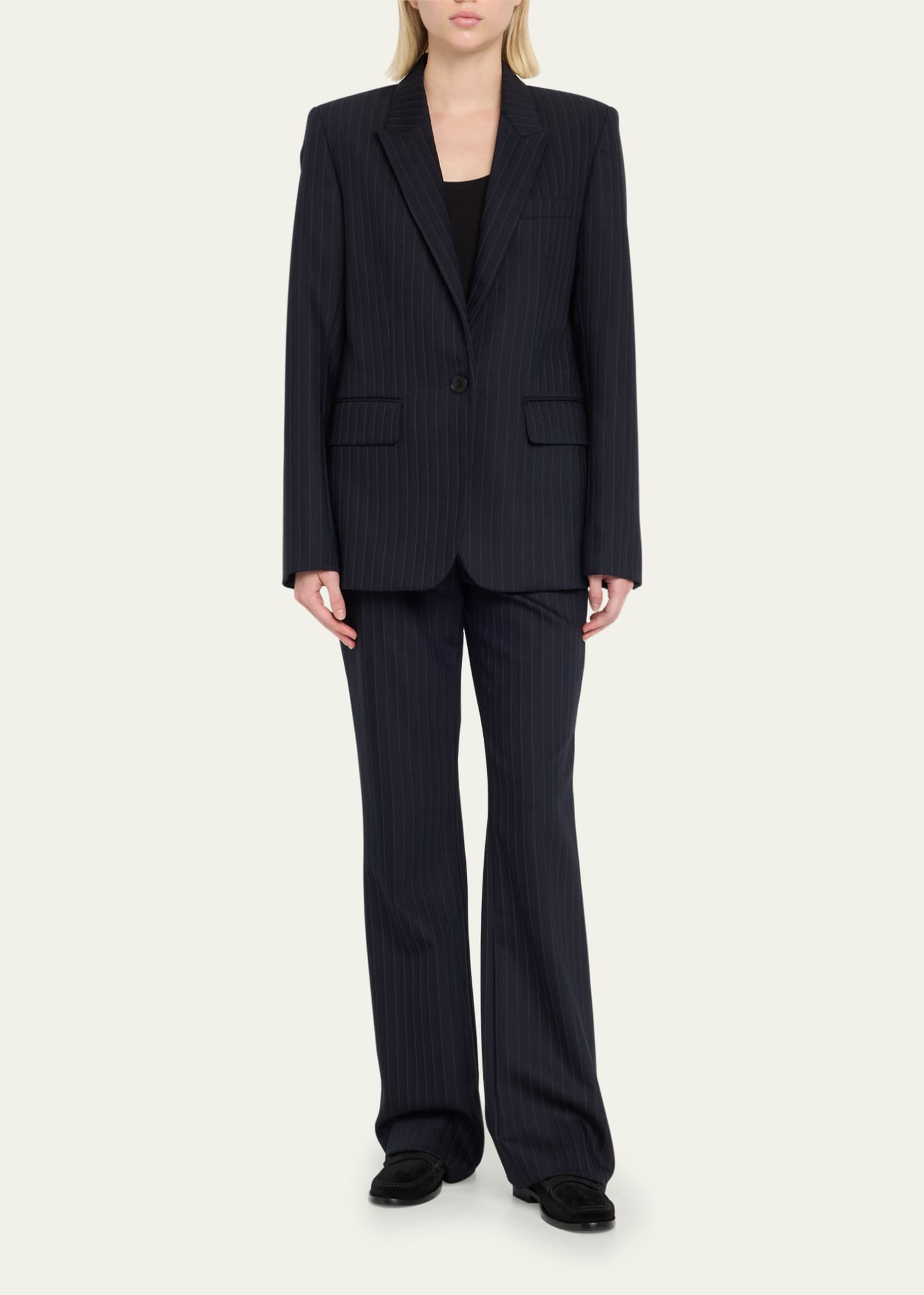 Black Corette stretch wool-blend flared trousers, Nili Lotan