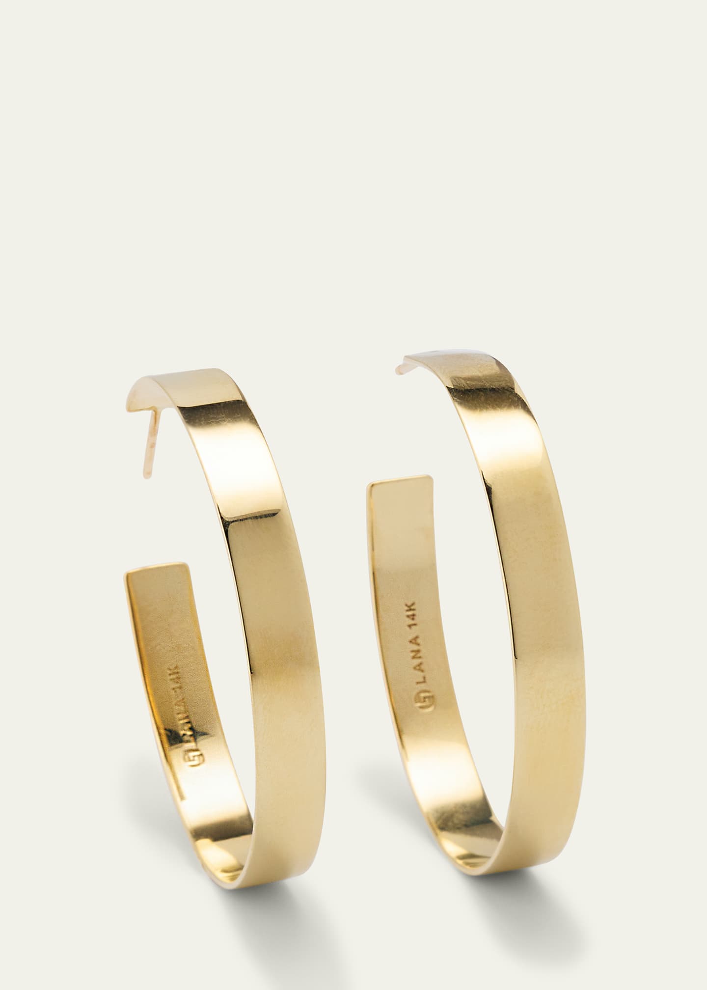 Lana 14K Yellow Gold 35mm Flat Vanity Hoop Earrings Image 3 of 4