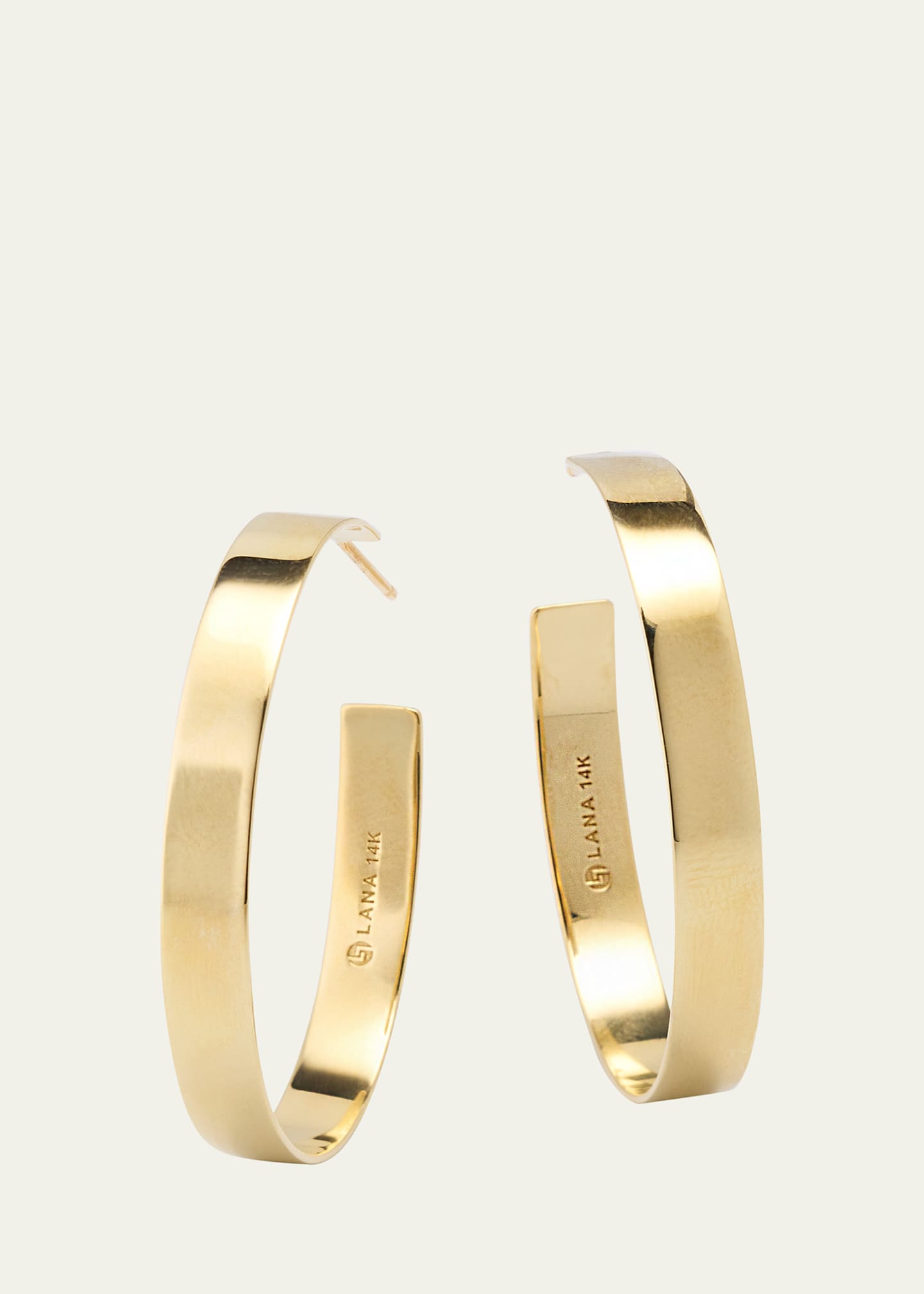 Lana 14K Yellow Gold 35mm Flat Vanity Hoop Earrings Image 1 of 4