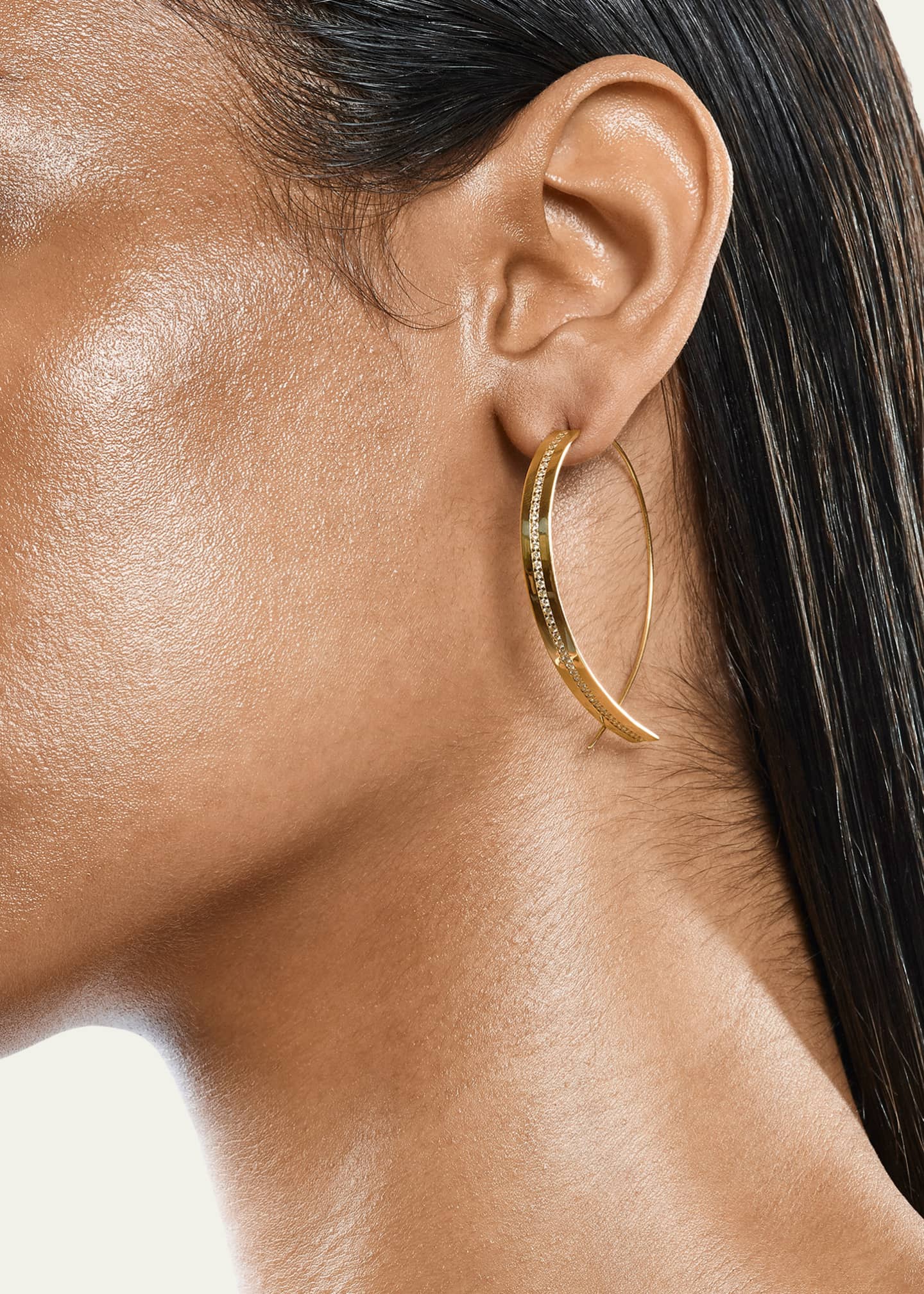 Lana 14k Flawless Vanity Single Row Diamond Upside Down Hoop Earrings Bergdorf Goodman