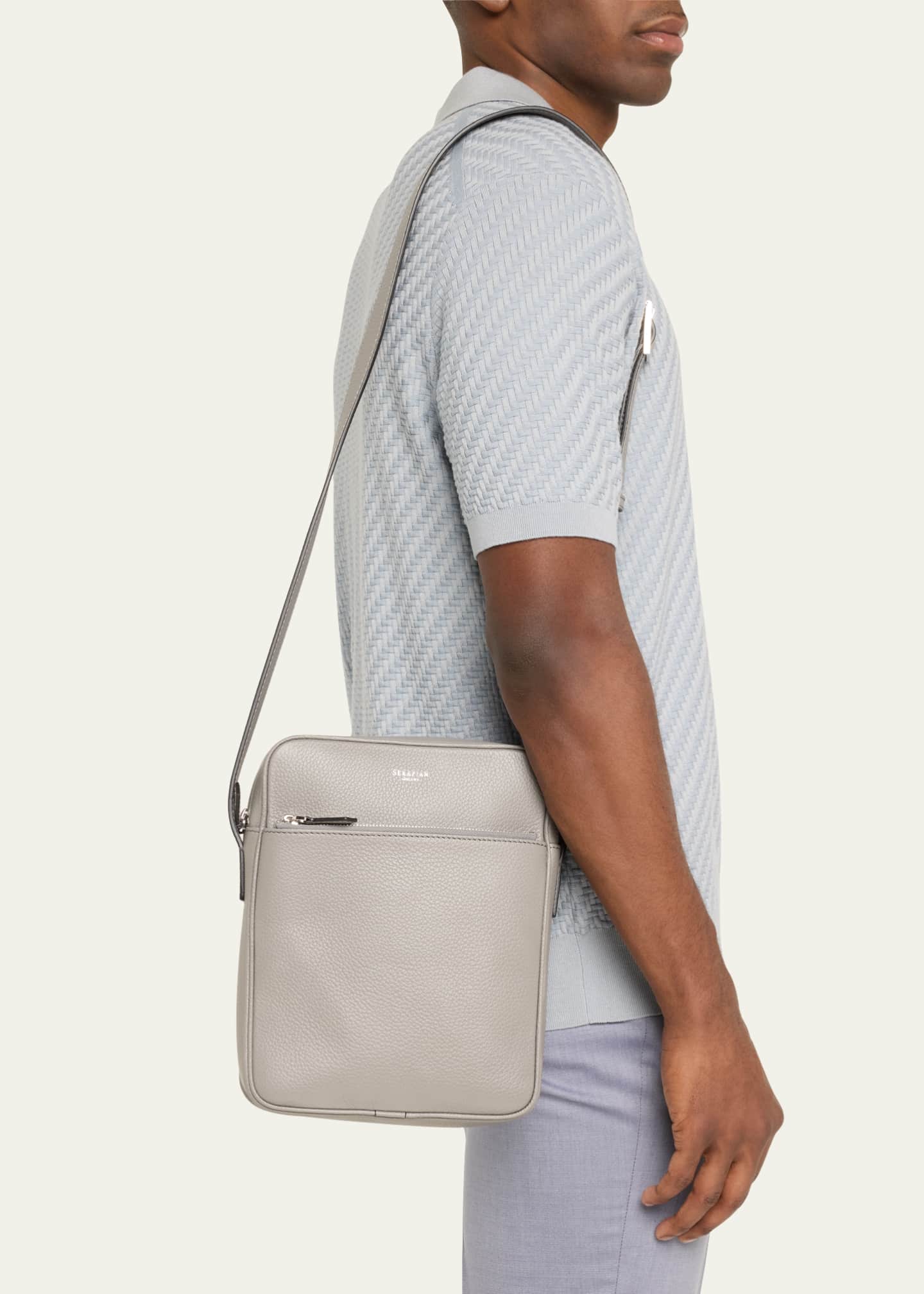 Serapian Men's Cachemire Leather Crossbody Bag Image 2 of 5