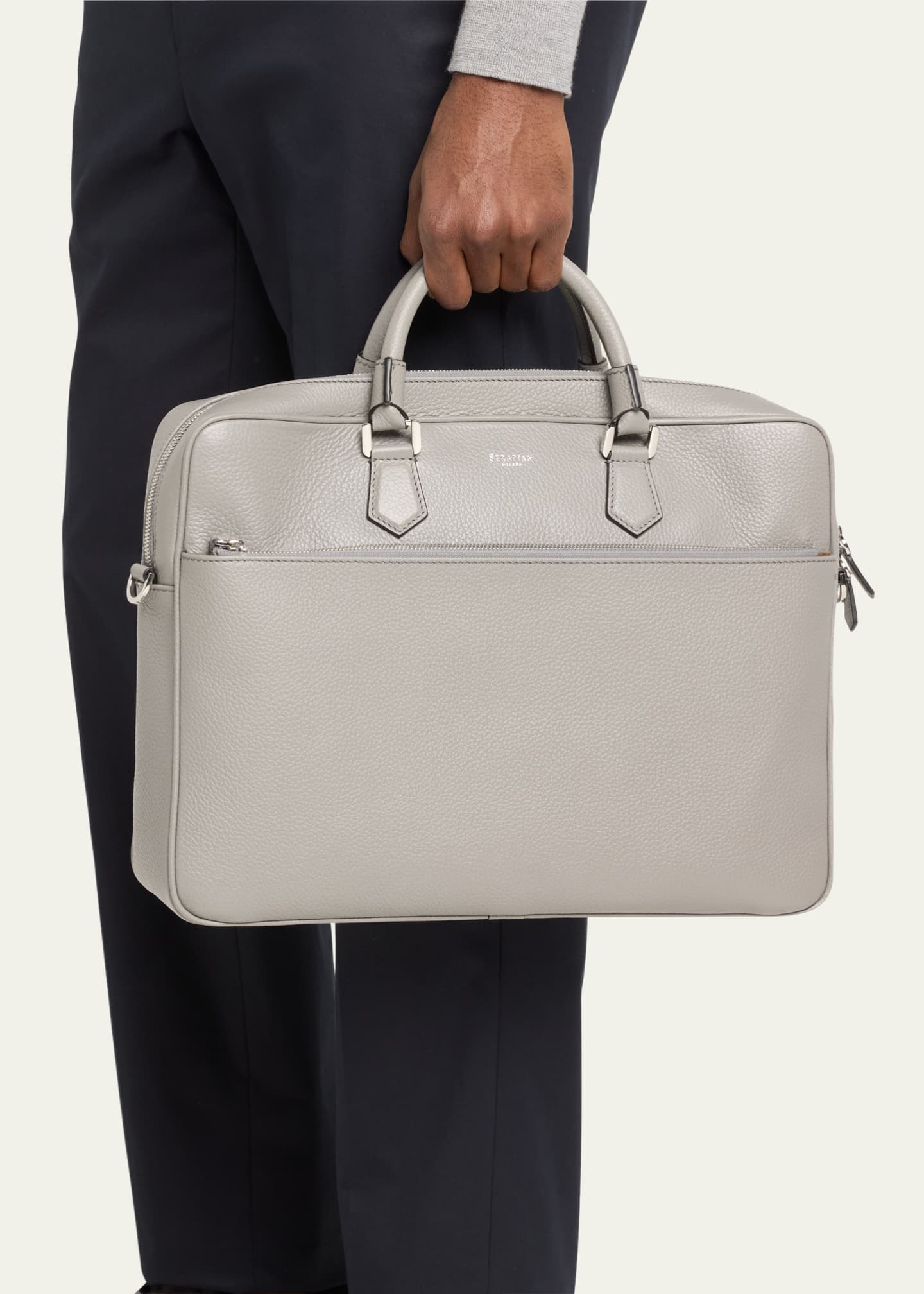Serapian Men's Slim Briefcase in Cachemire Leather Image 2 of 5