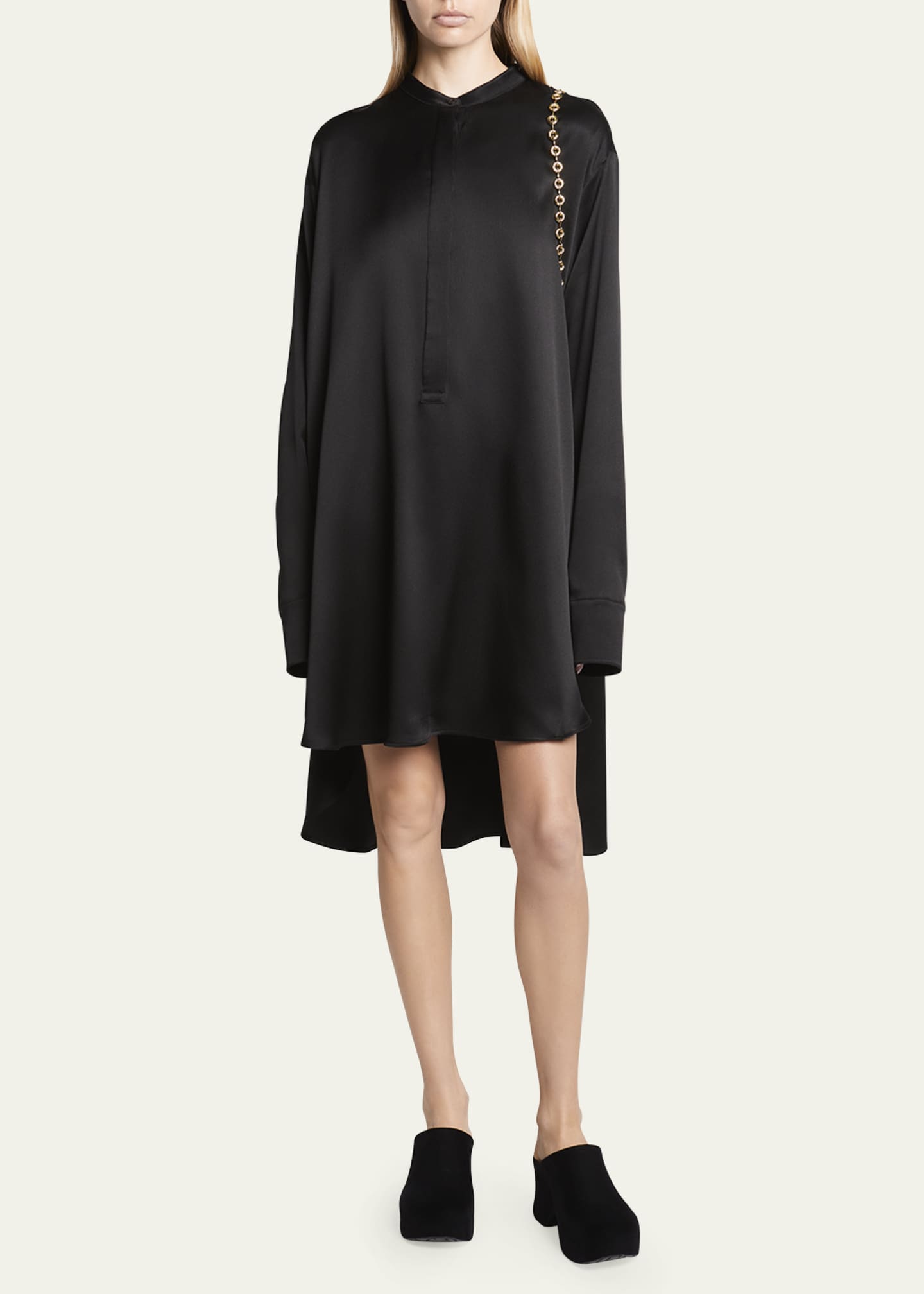 Loewe Silk Shirtdress with Chain Drape Detail Image 2 of 5
