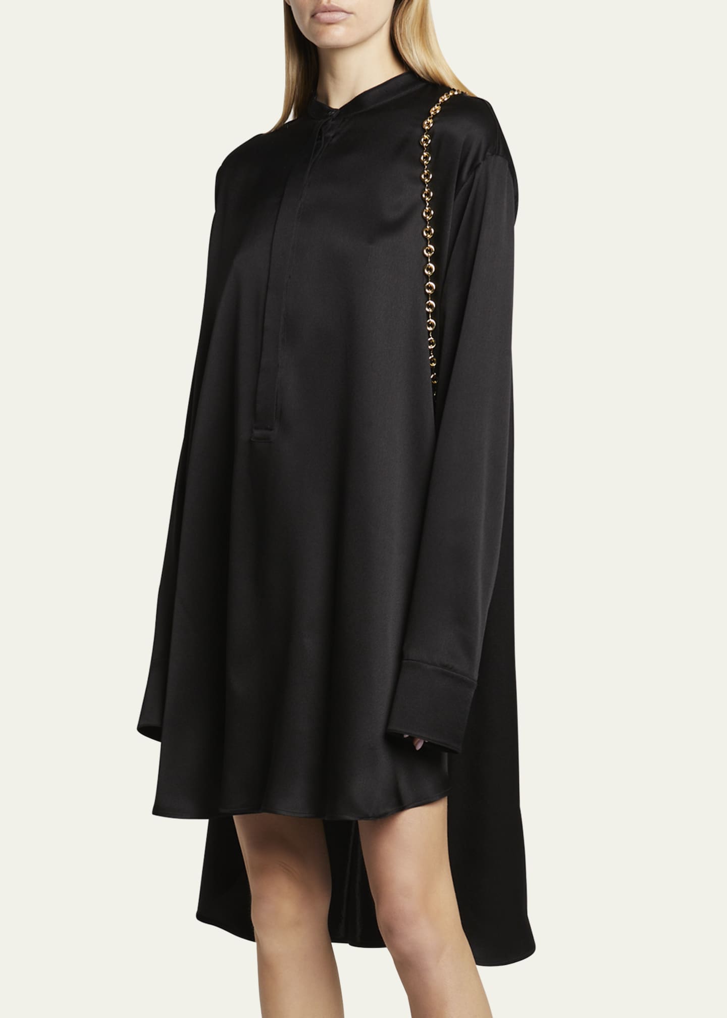 Loewe Silk Shirtdress with Chain Drape Detail Image 4 of 5