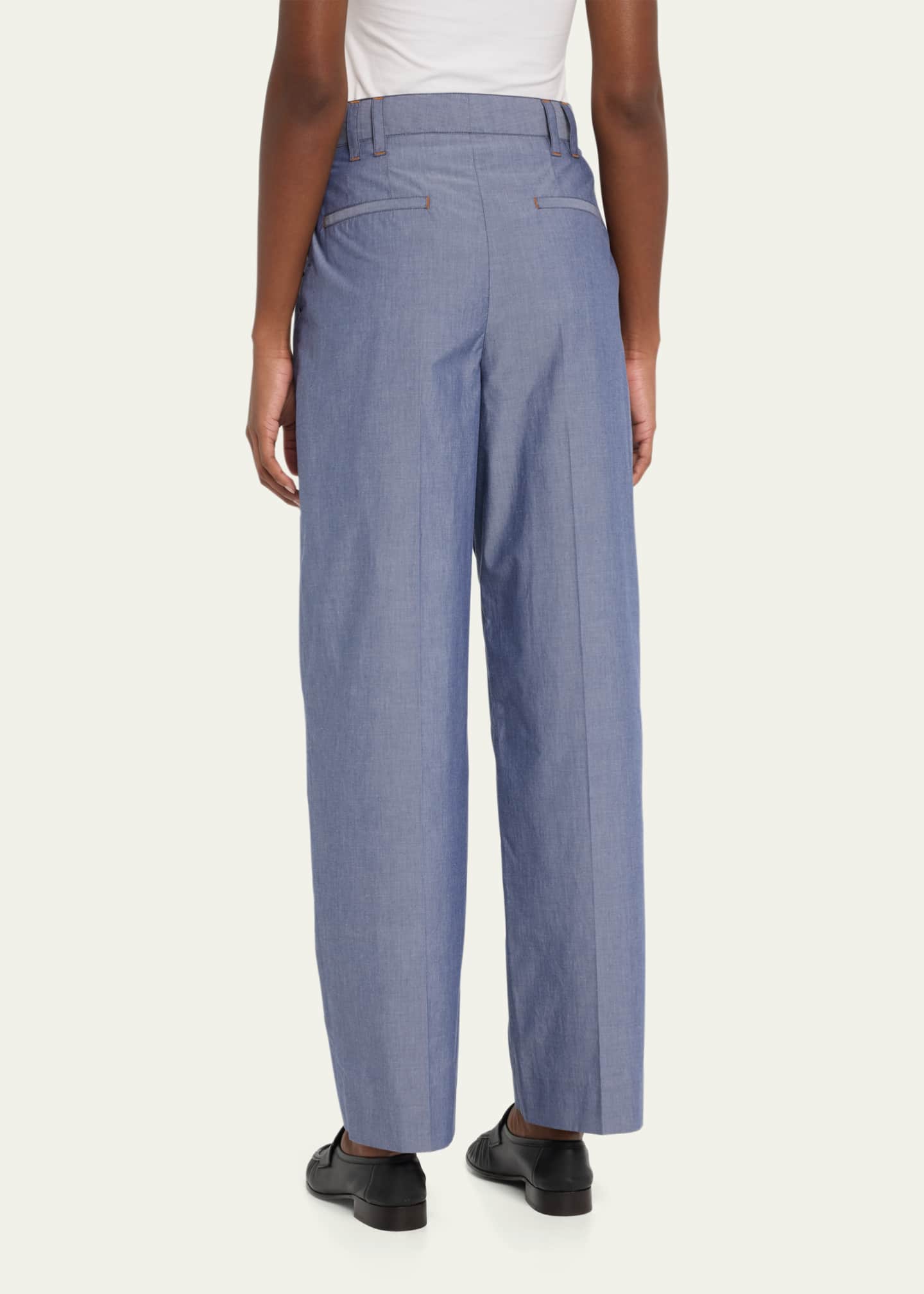 MARIA MCMANUS Chambray Double Pleat Front Trousers - Bergdorf Goodman