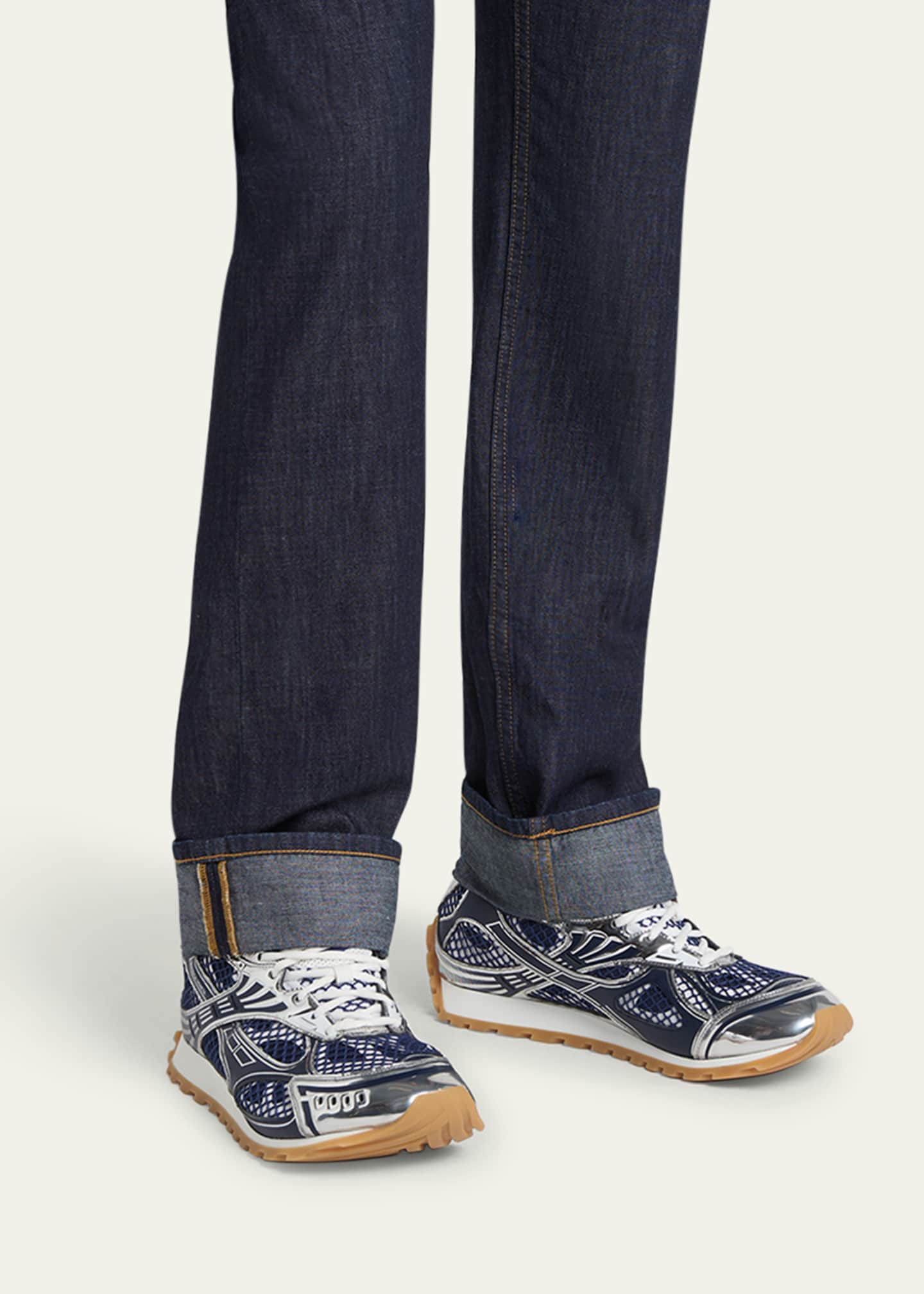 Bottega Veneta Men's Orbit Technical Fishnet Sneakers Image 2 of 6