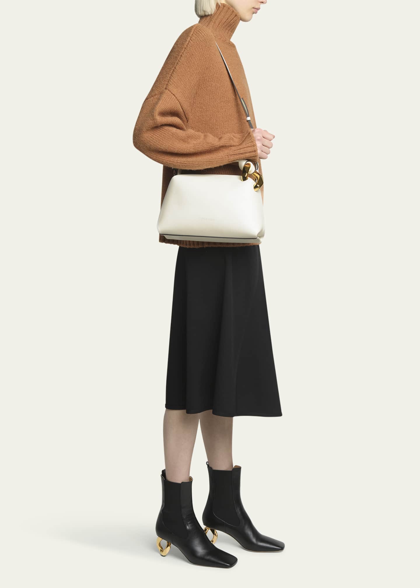 JW Anderson Small Corner Leather Tote Bag Black