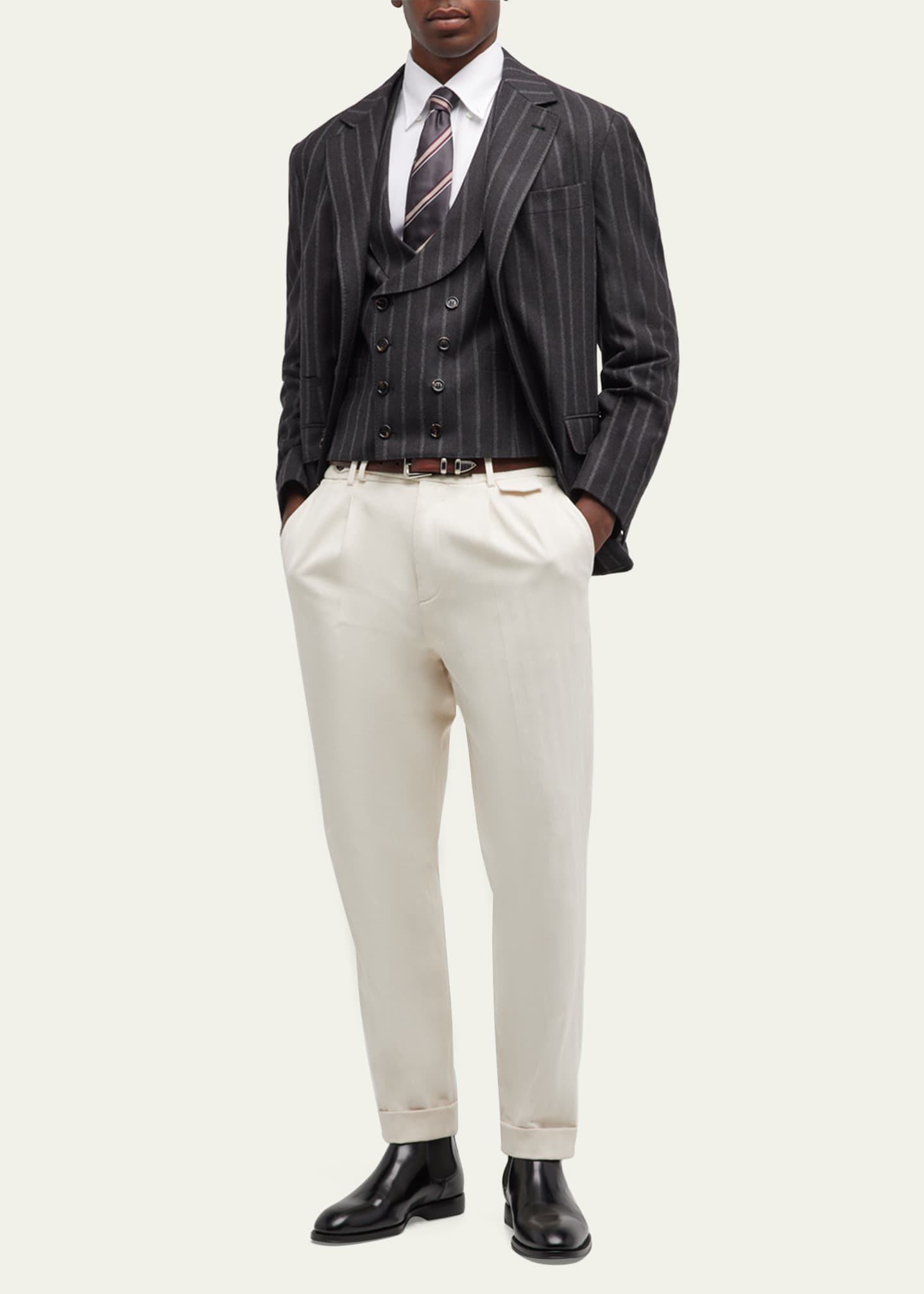 Brunello Cucinelli Men's Hollywood Glamour Pleated Pants - Bergdorf Goodman