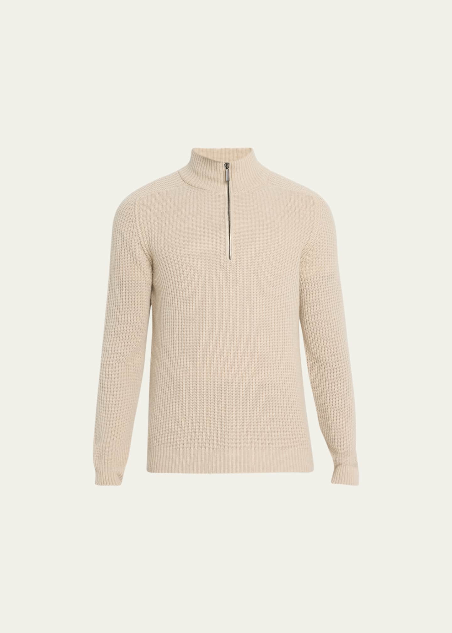 Iris Von Arnim Men s Cashmere Rib Quarter Zip Sweater