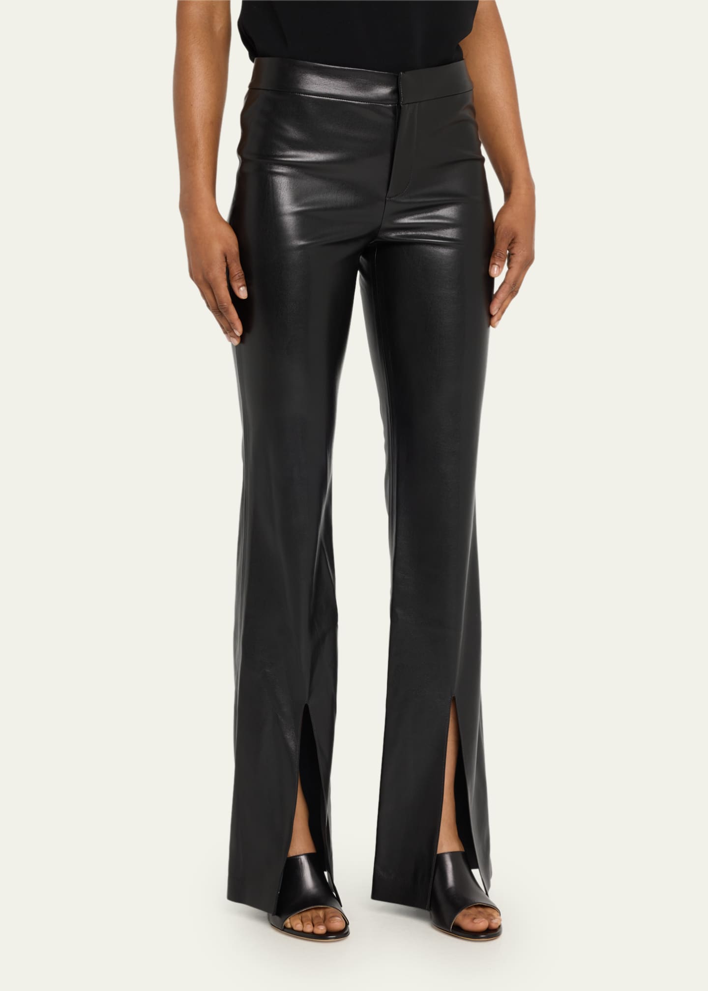 Alice + Olivia Walker Vegan Leather Slim Slit Pants - Bergdorf Goodman