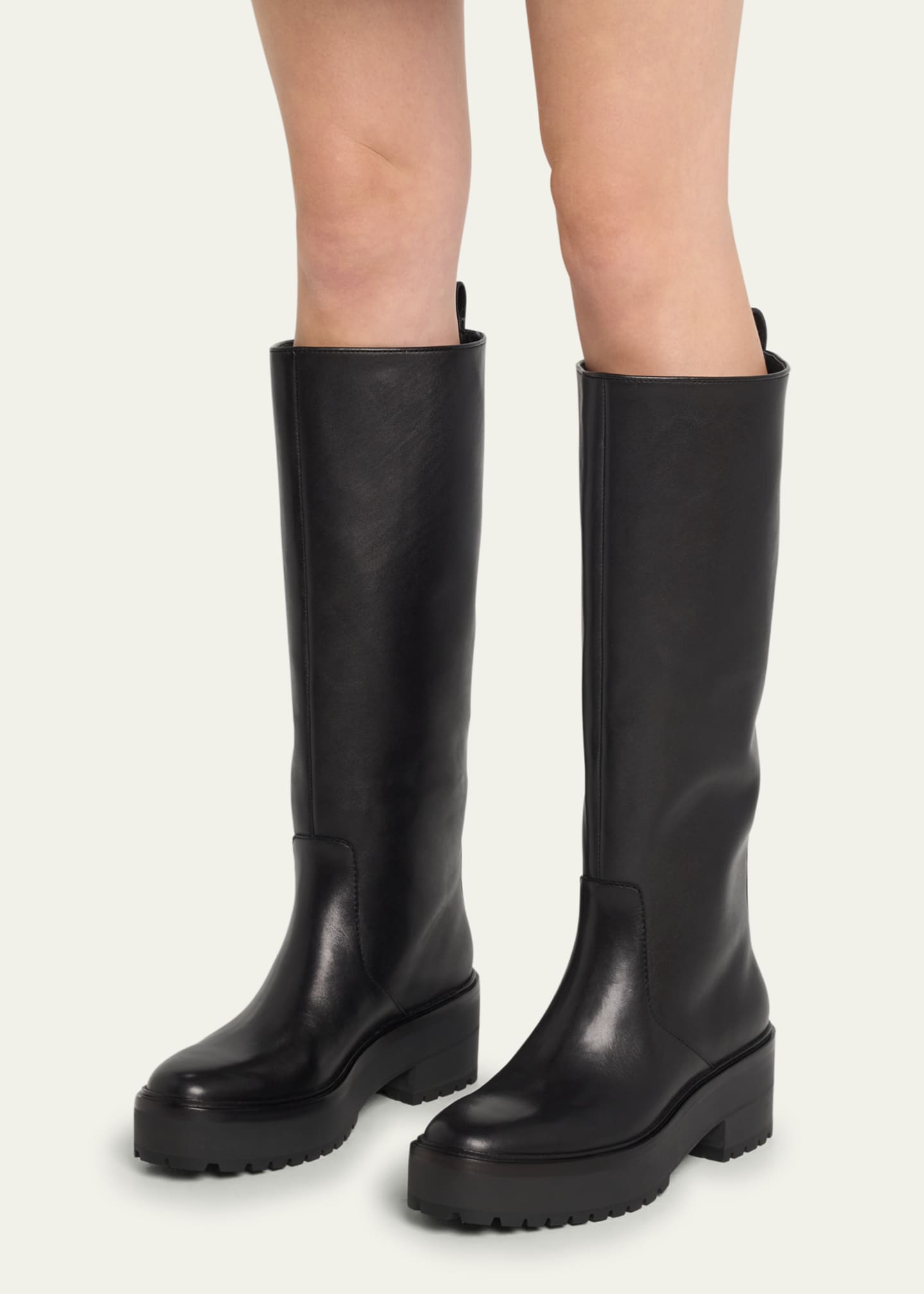 Loeffler Randall Carlee Tall Leather Moto Boots - Bergdorf Goodman