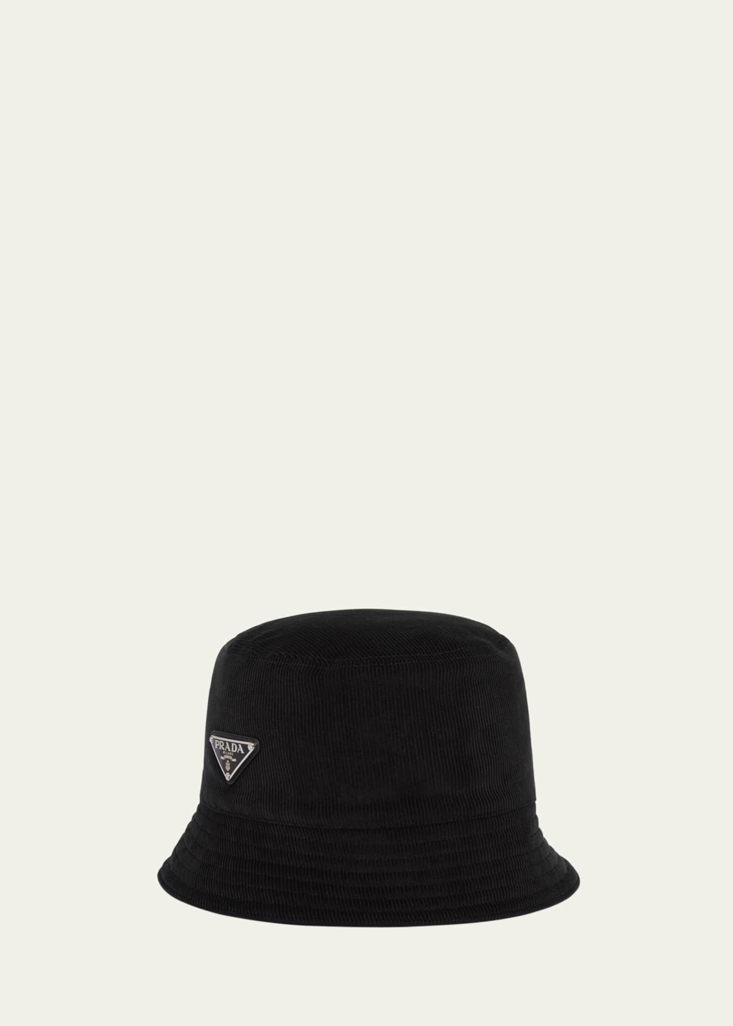 Prada Men's Triangle Logo Corduroy Bucket Hat - Bergdorf Goodman