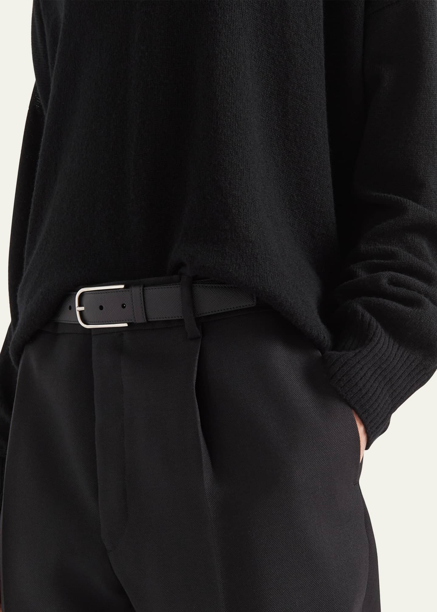 Prada Men's Saffiano Leather Belt Image 2 of 2