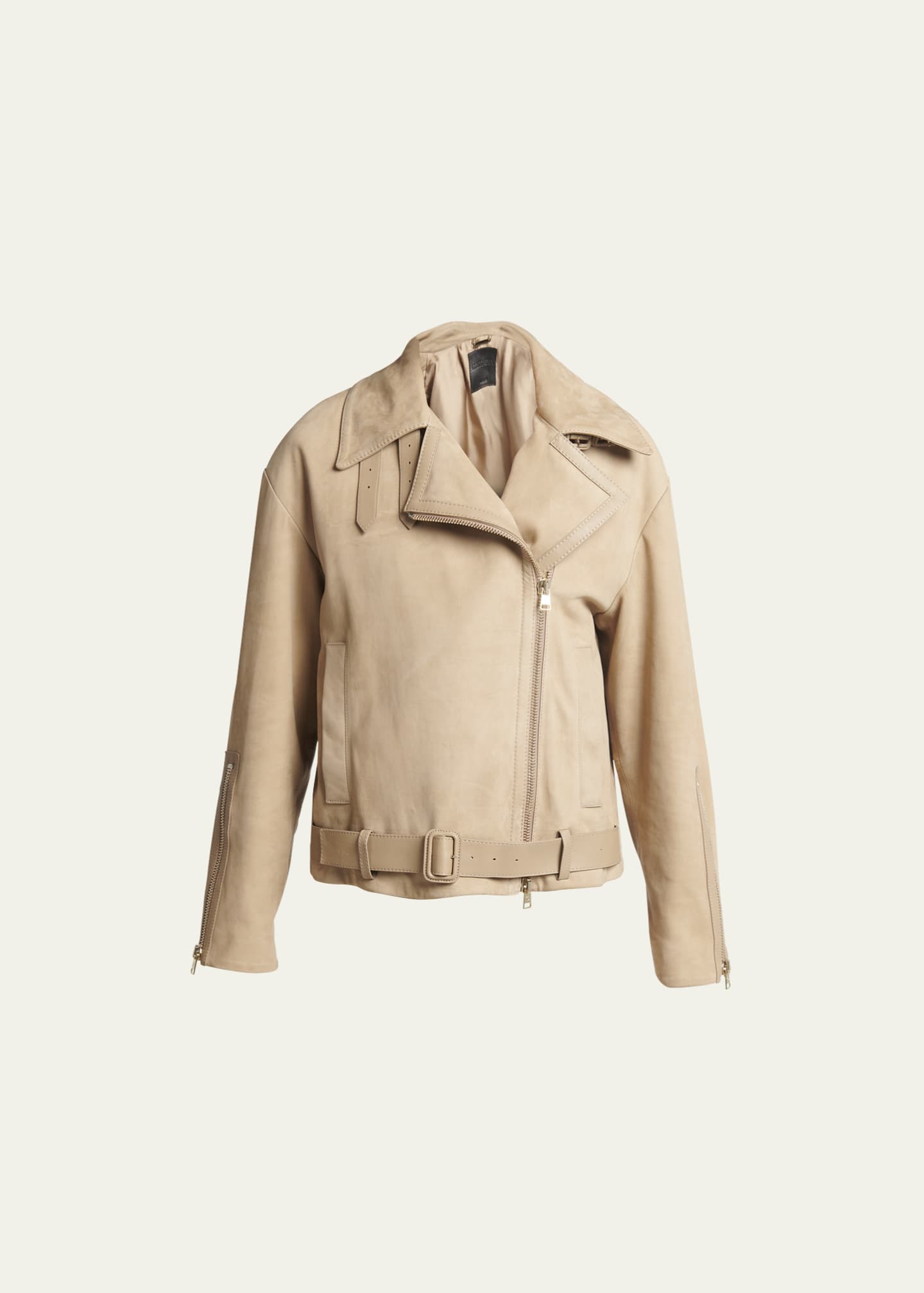 Giorgio Armani Nubuck Belted Suede Moto Jacket - Bergdorf Goodman