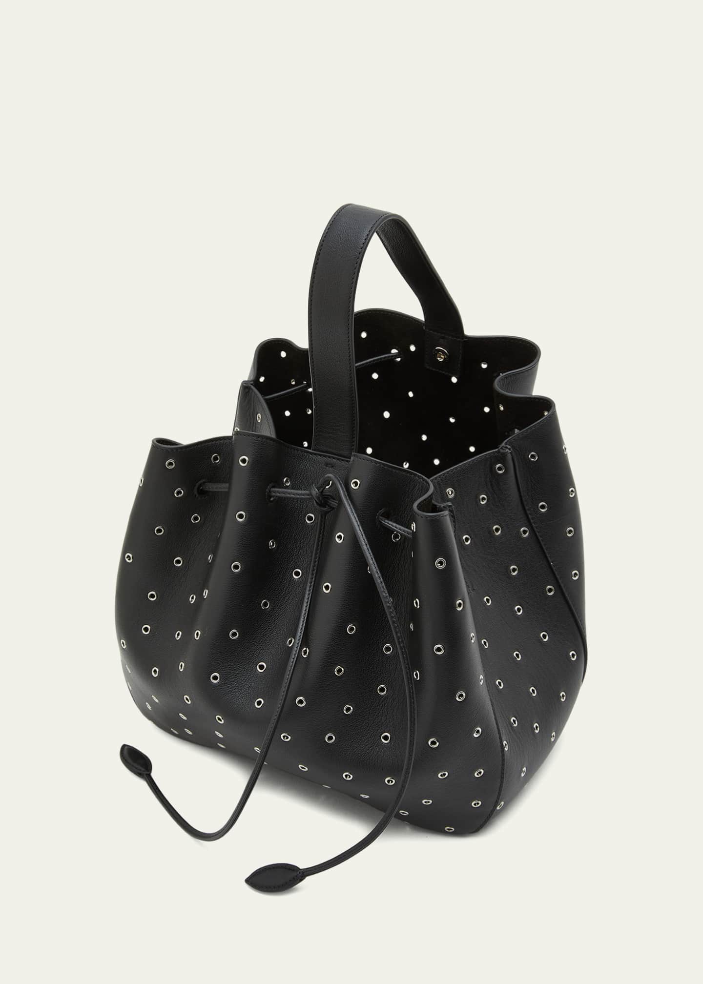 Studded Leather Handbag, Polka Dot Studded Leather Tote Bag, Polka Dot Leather Shoulder Bag.