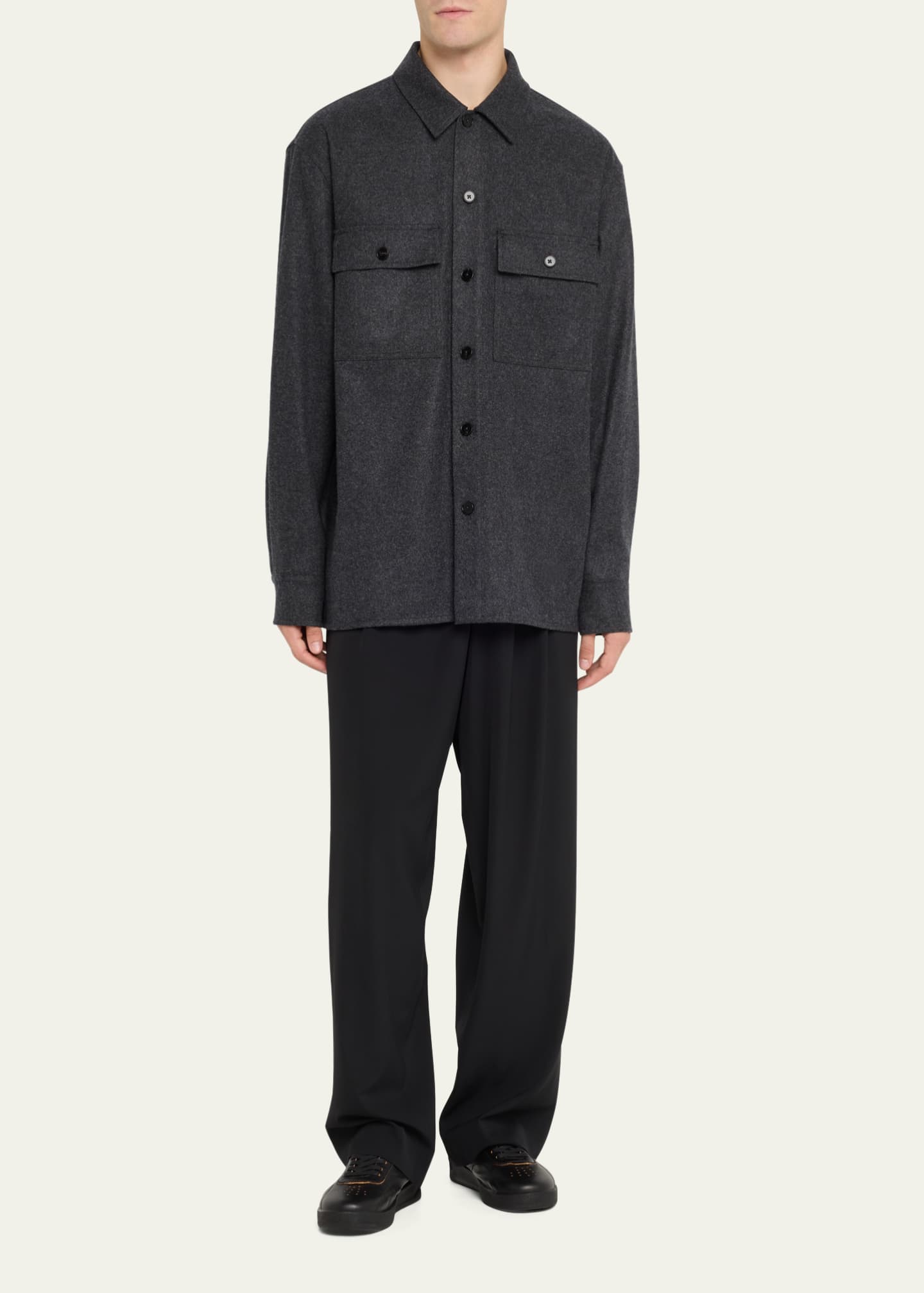 Jil Sander Men's Wool Flannel Overshirt - Bergdorf Goodman