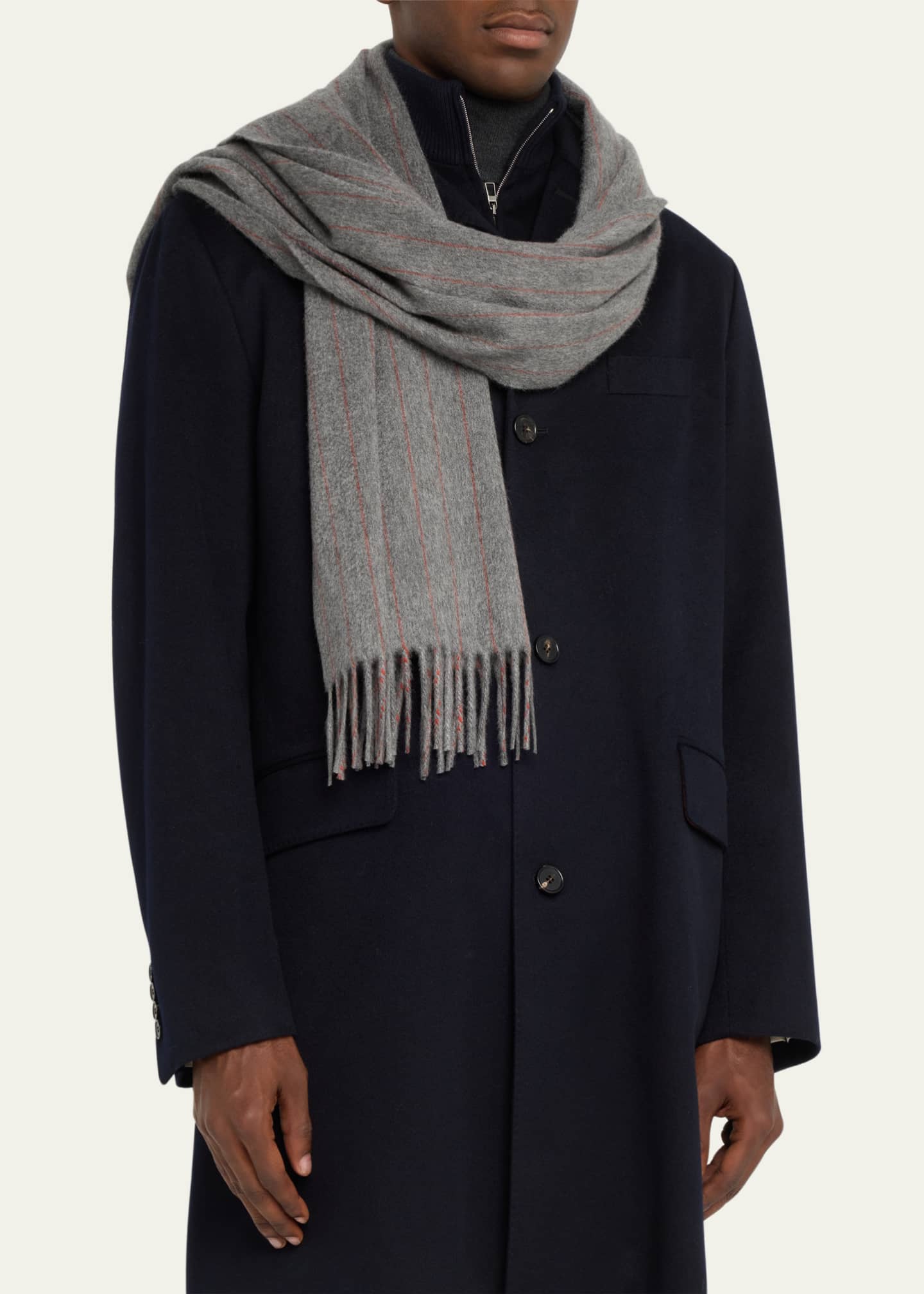 Loro Piana Men s Cashmere Pinstripe Scarf Bergdorf Goodman
