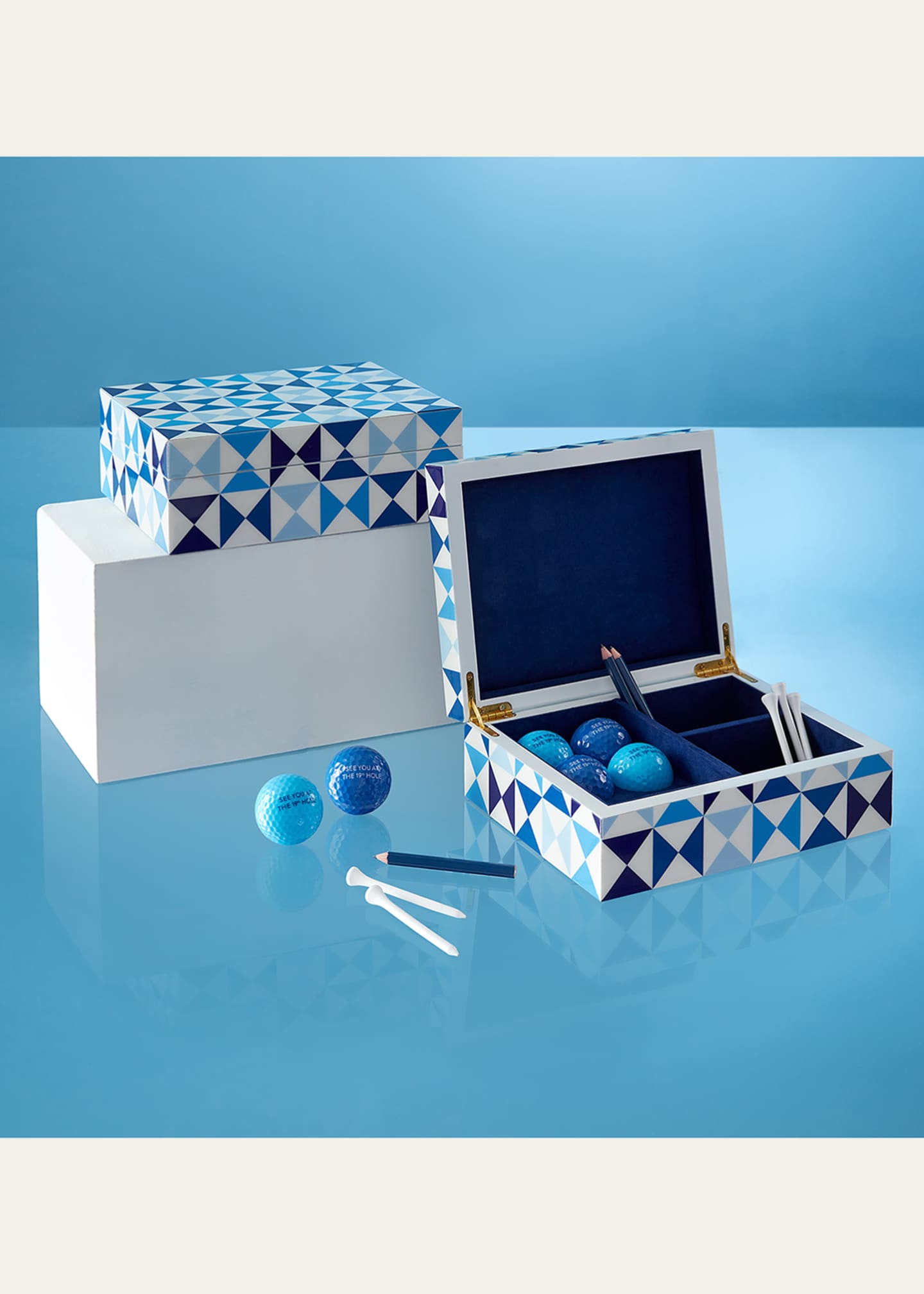 Sorrento Lacquer Golf Gift Set - Blue - Jonathan Adler