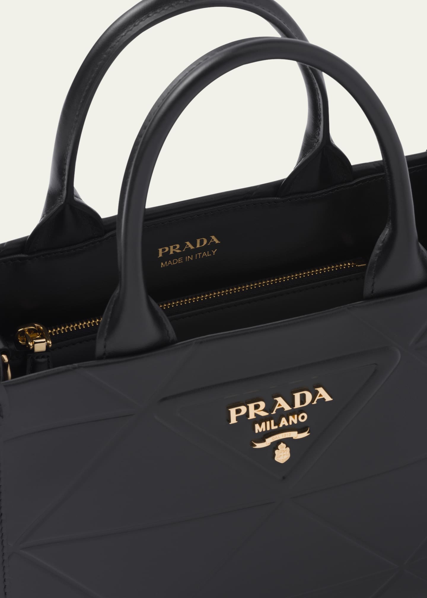 【PRADA】LOGO TOTE BAG Prada Mini Triangle Logo Leather Tote Bag - Bergdorf Goodman