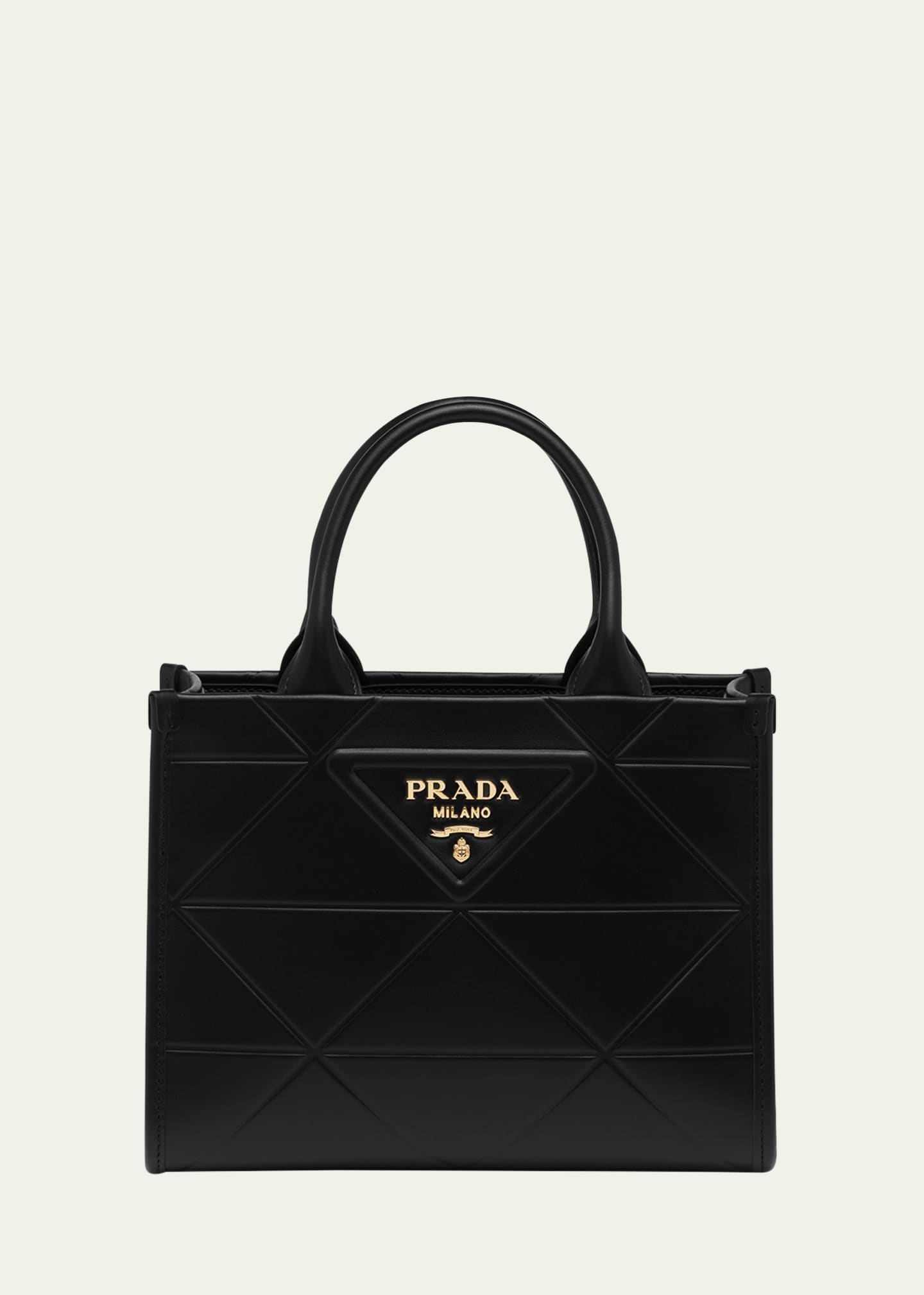 【PRADA】LOGO TOTE BAG Prada Mini Triangle Logo Leather Tote Bag - Bergdorf Goodman