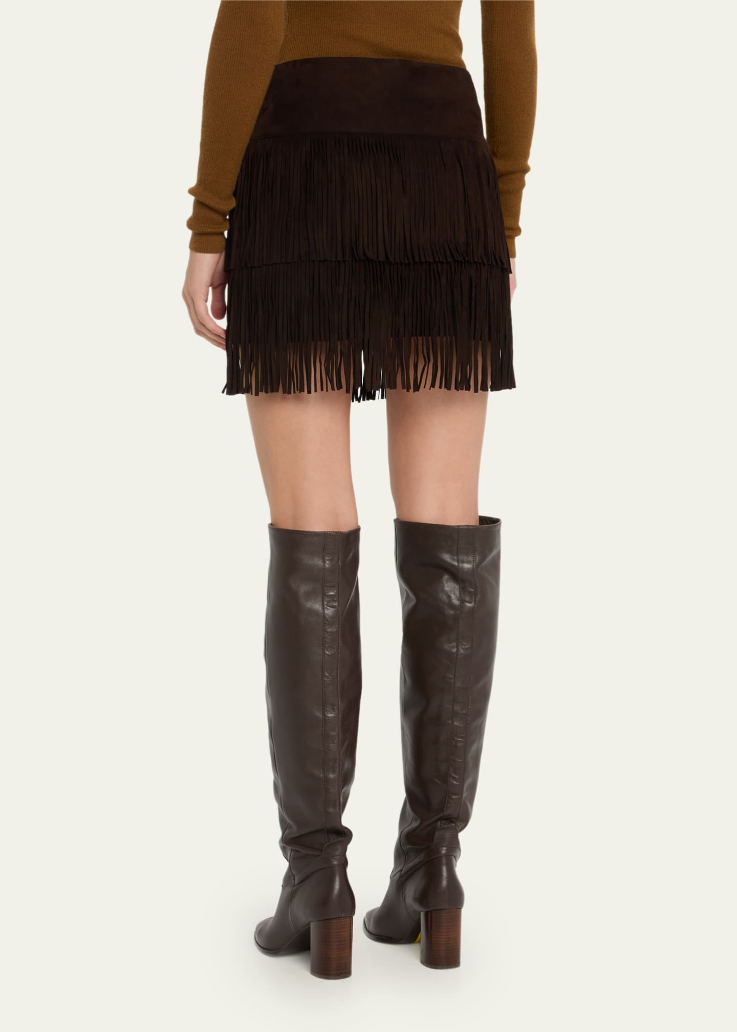 Alice and olivia leather fringe skirt store