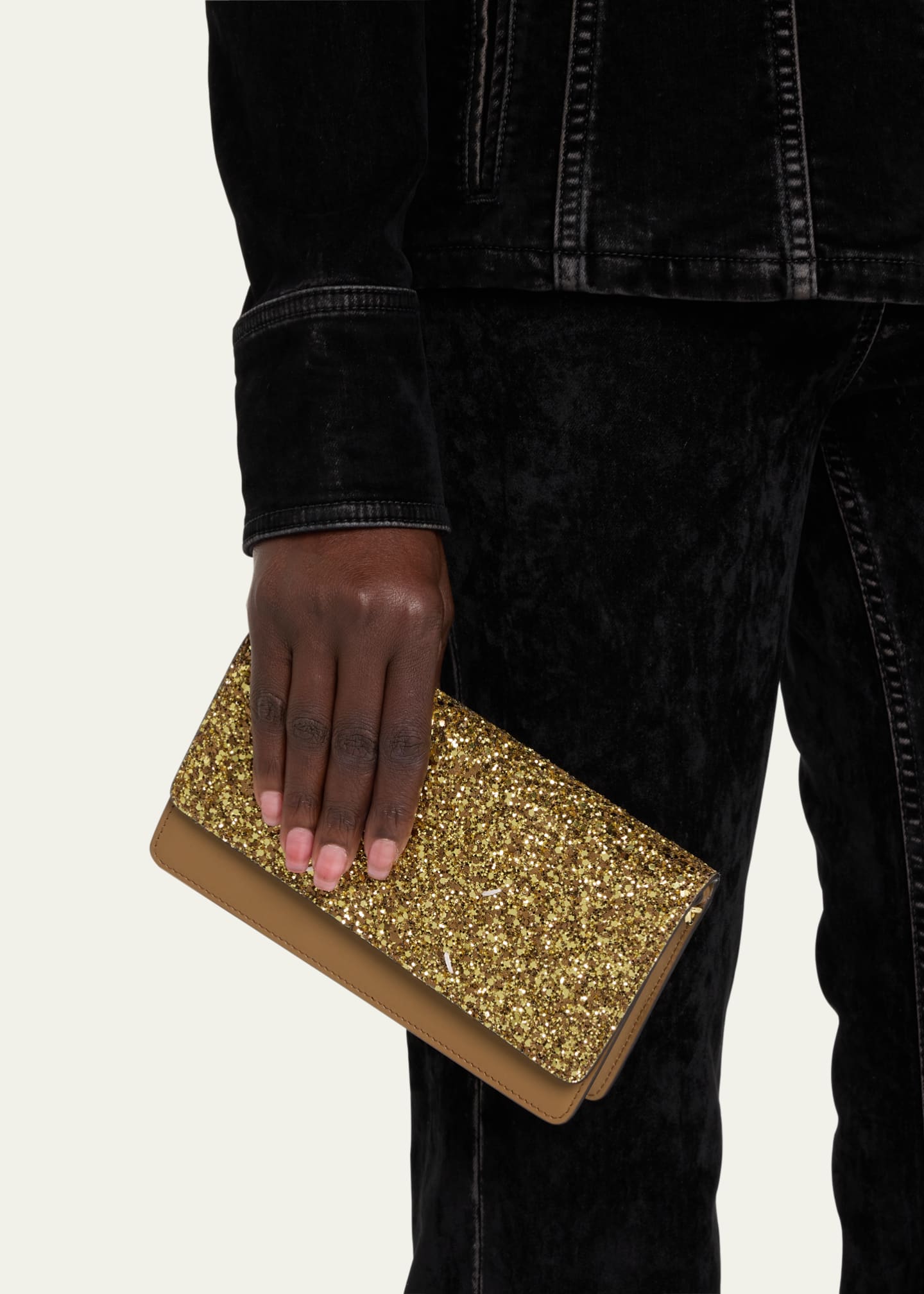Maison Margiela Medium Glitter Leather Wallet on Chain
