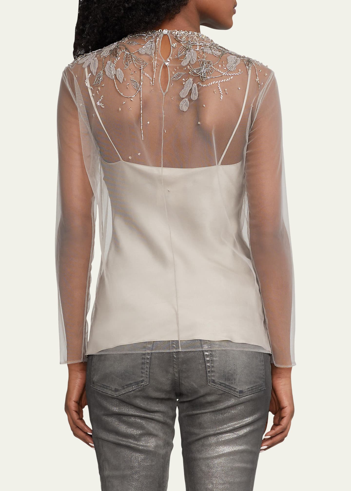Ralph Lauren Collection Fiorenzo Embellished Tulle Top