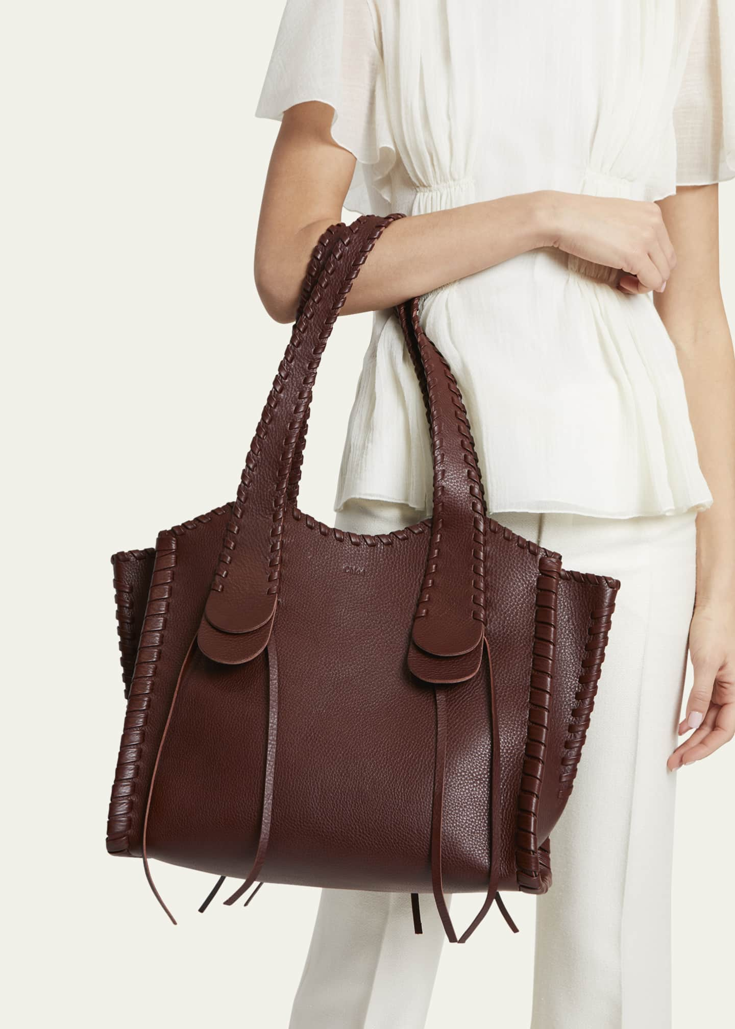 Medium leather tote bag