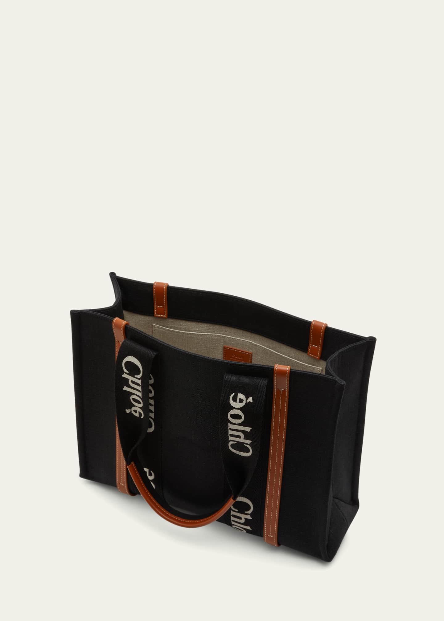 Woody Medium Tote Bag with Logo Webbing in Canvas