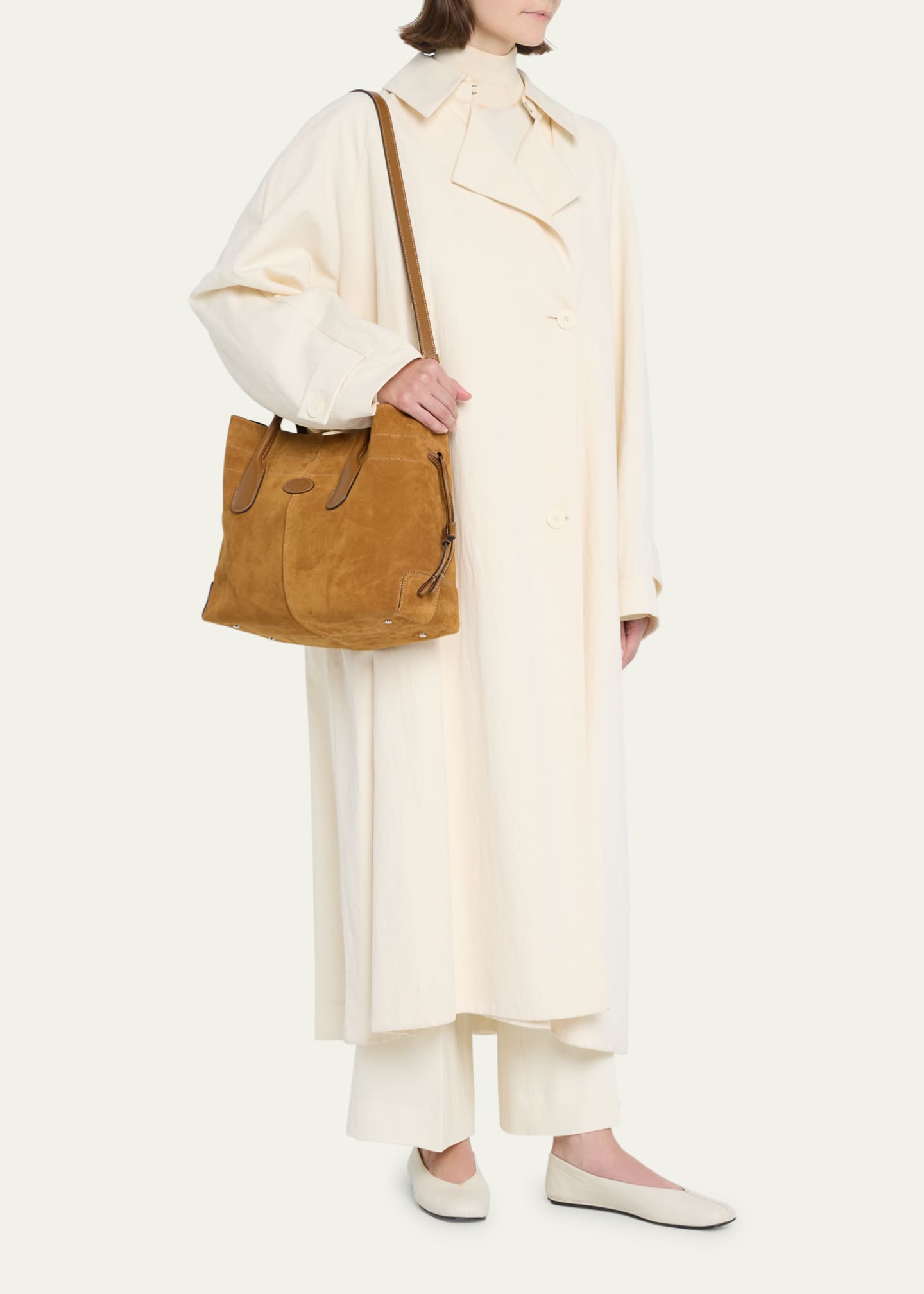 Tod's Drawstring Suede & Leather TopHandle Bag Bergdorf Goodman