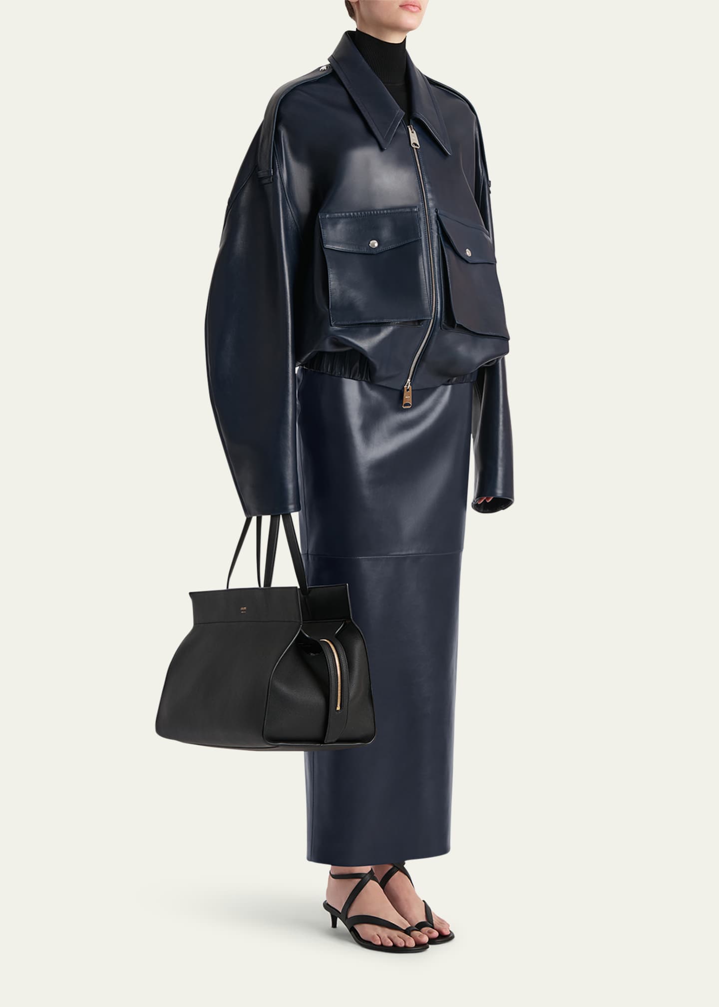 Khaite Loxley Leather Pencil Maxi Skirt Image 2 of 5
