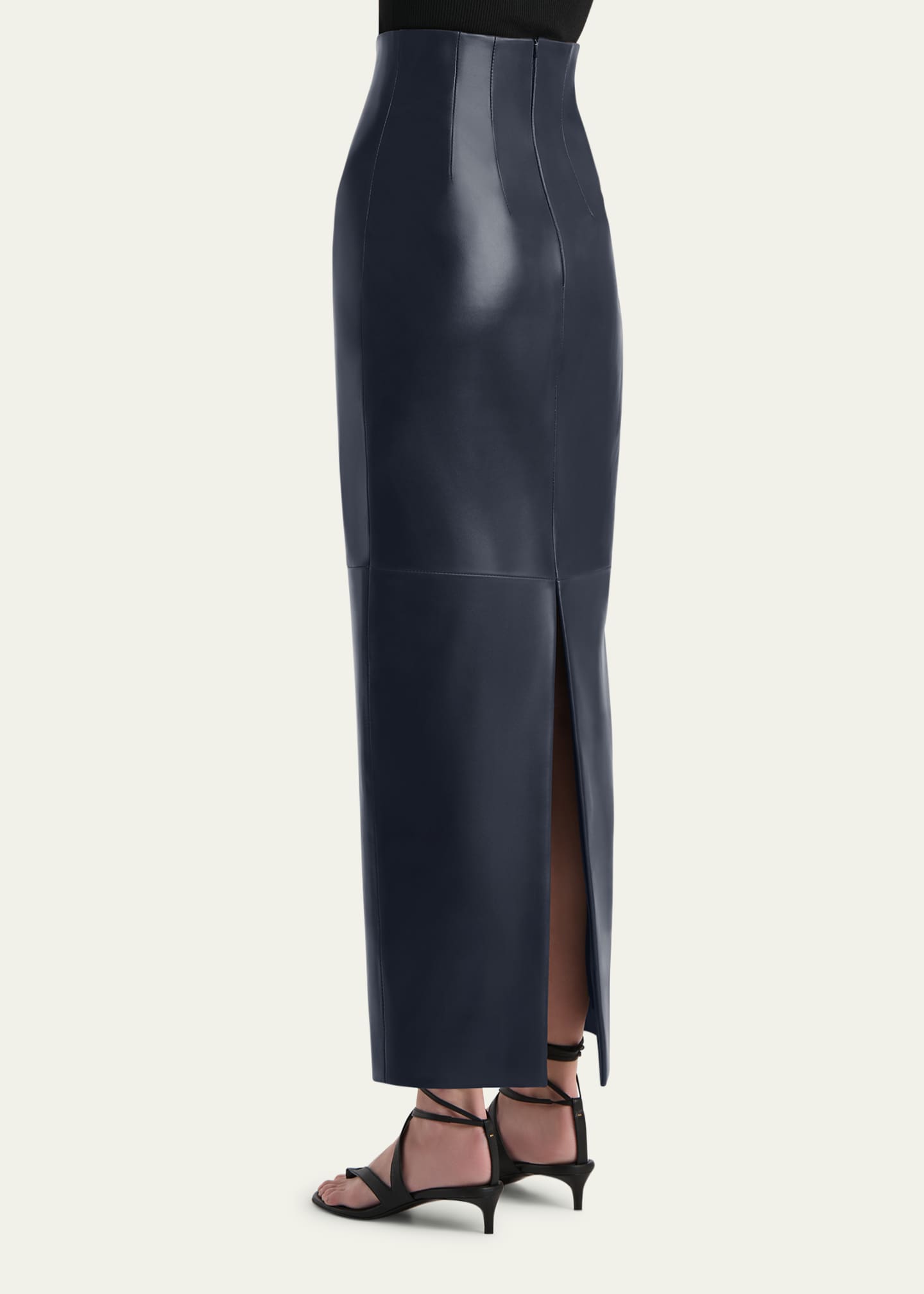 Khaite Loxley Leather Pencil Maxi Skirt Image 3 of 5