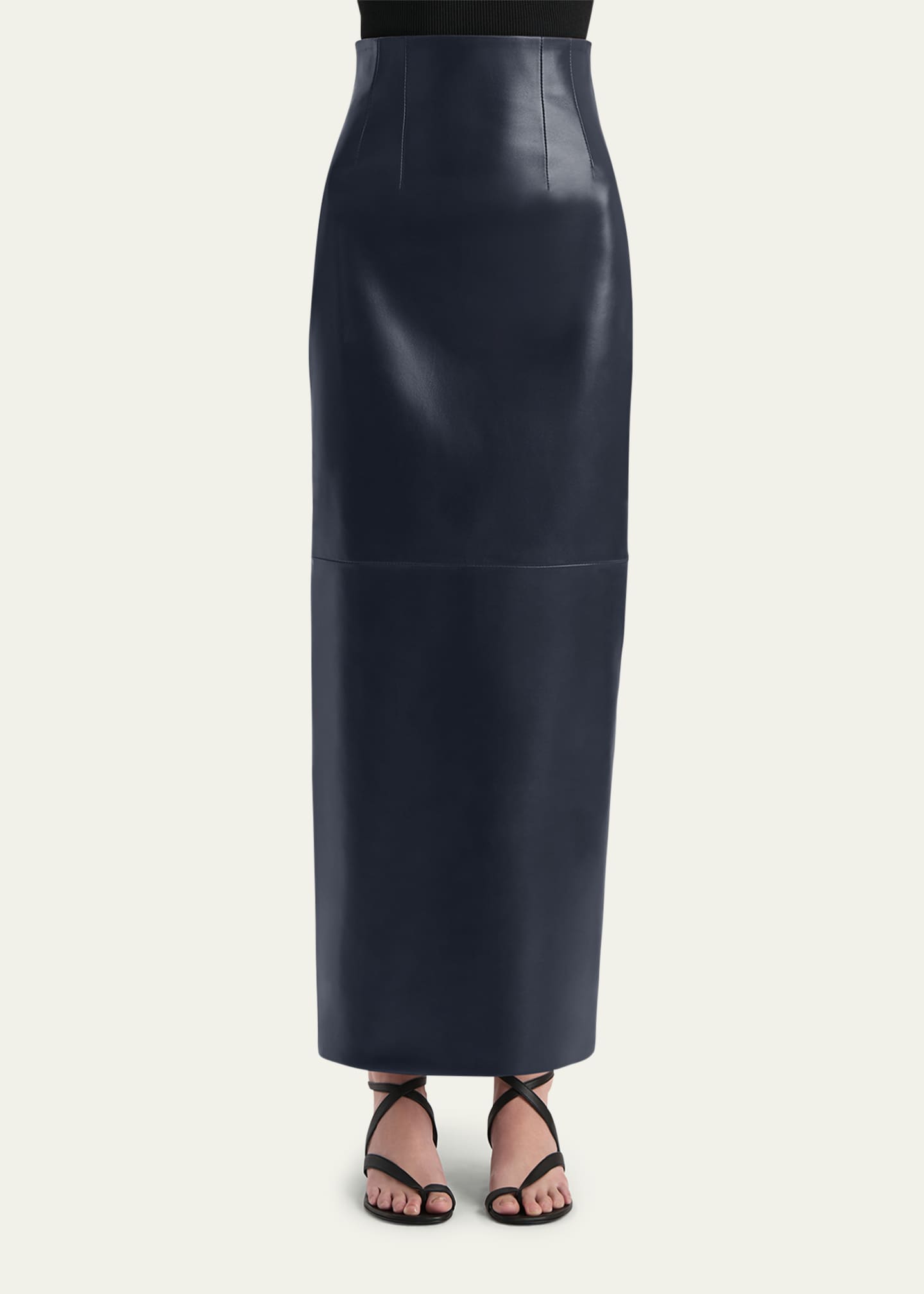 Khaite Loxley Leather Pencil Maxi Skirt Image 4 of 5