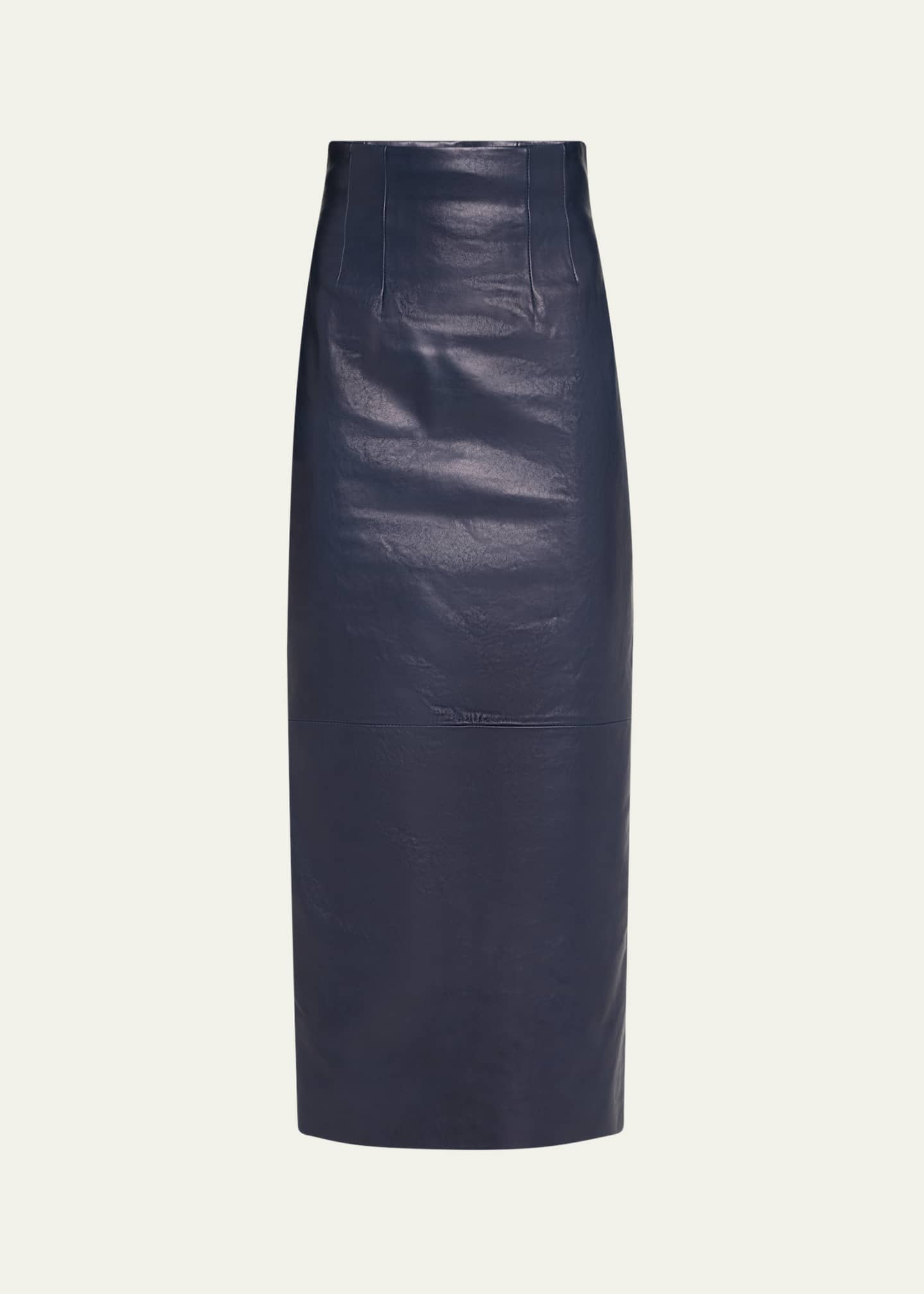 Khaite Loxley Leather Pencil Maxi Skirt Image 1 of 5