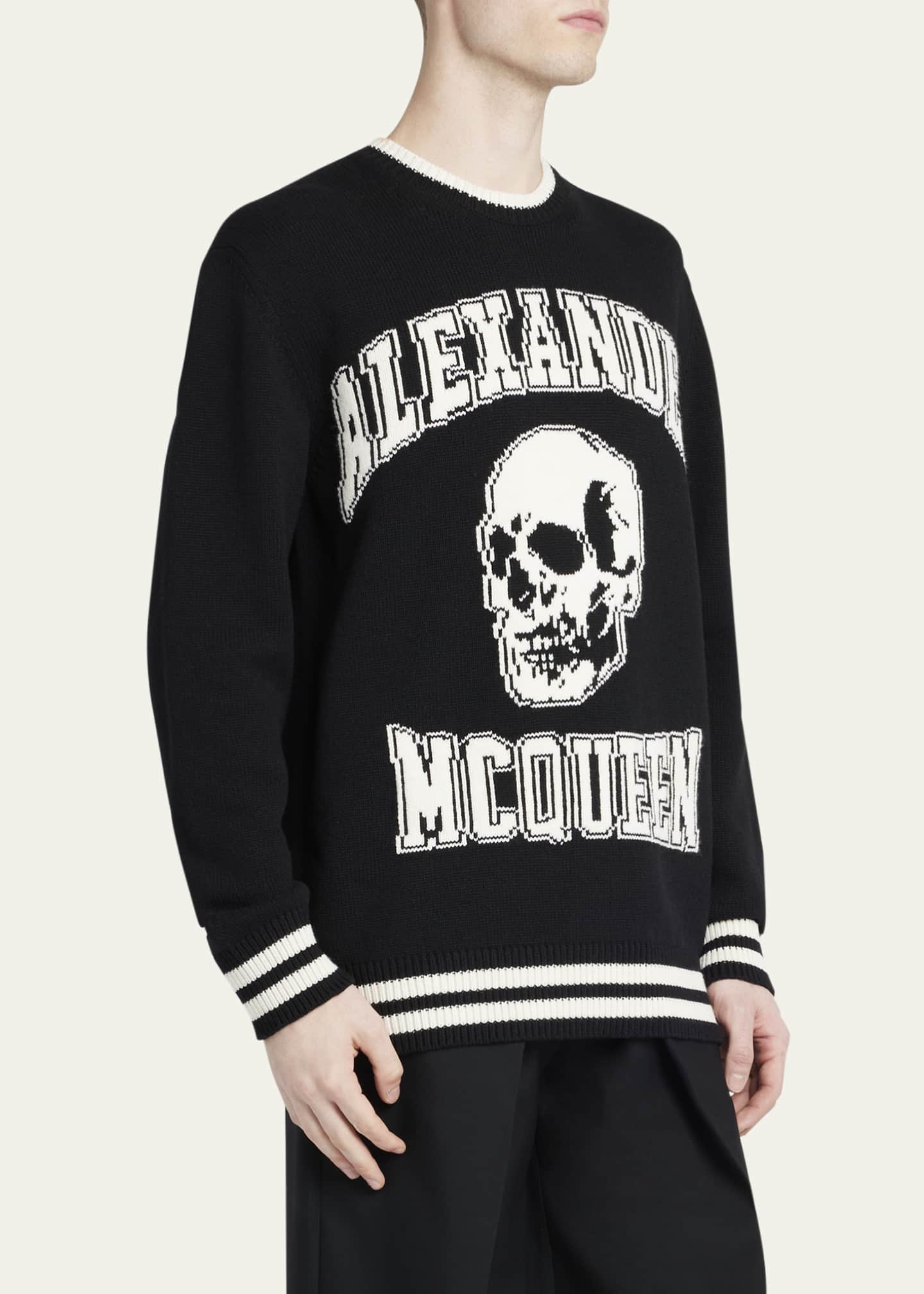 Alexander McQueen Men's University Logo Skull Sweater - Bergdorf Goodman