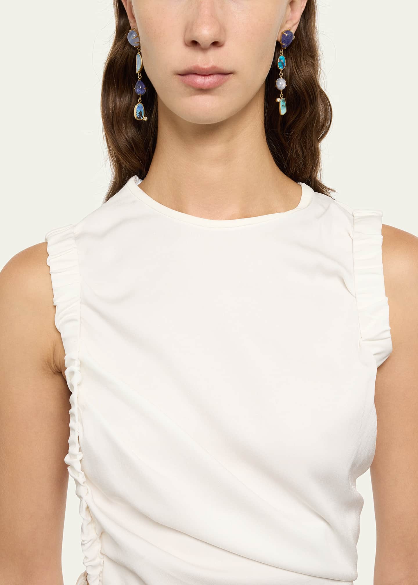 Katey Walker 18K Gold Multi-Stone Drop Earrings with Diamonds Image 2 of 4