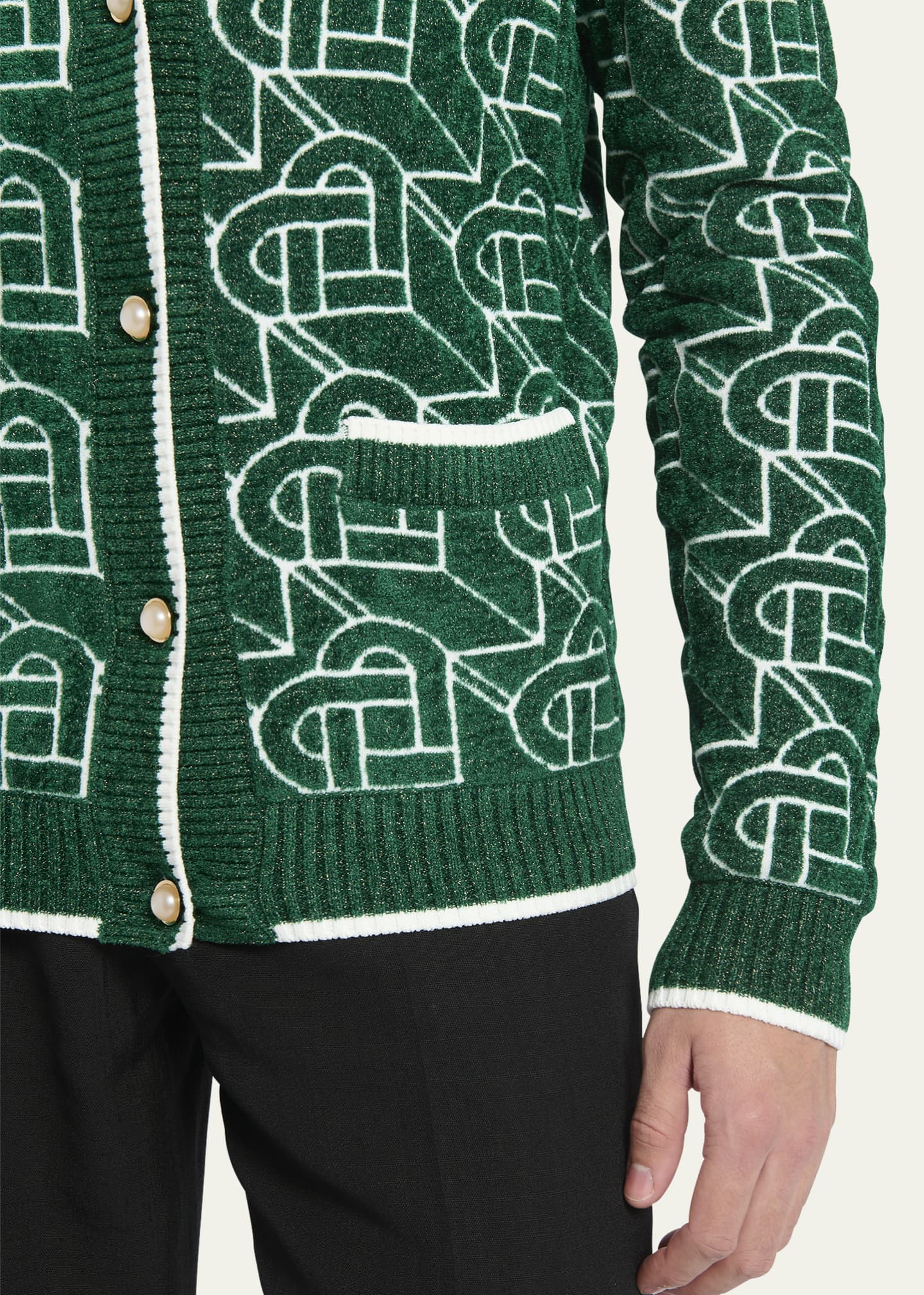 CASABLANCA Heart Monogram Knitted Jumper in Green for Men