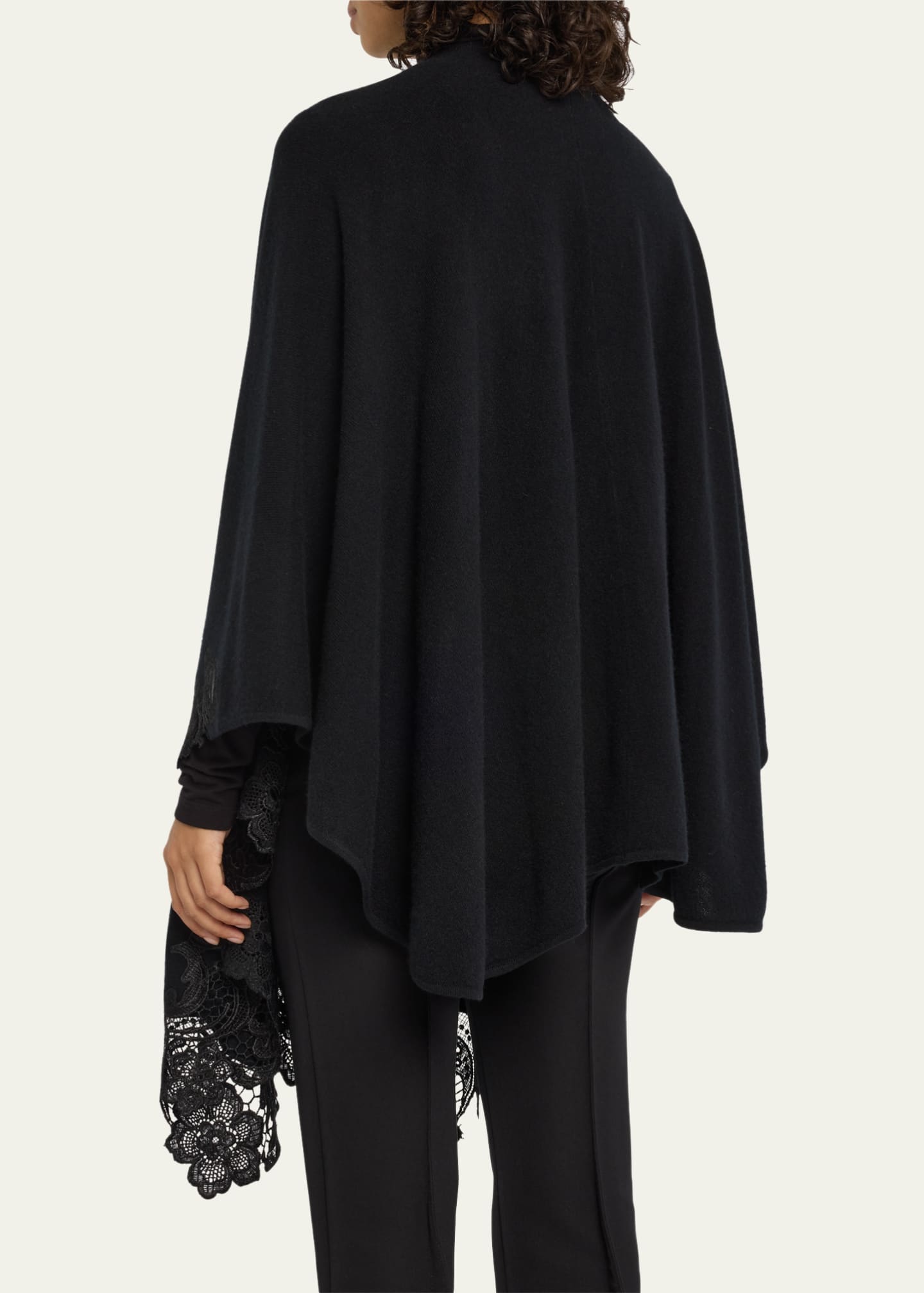 Sofia Cashmere Cashmere Cape With Lace Trim Image 3 of 5