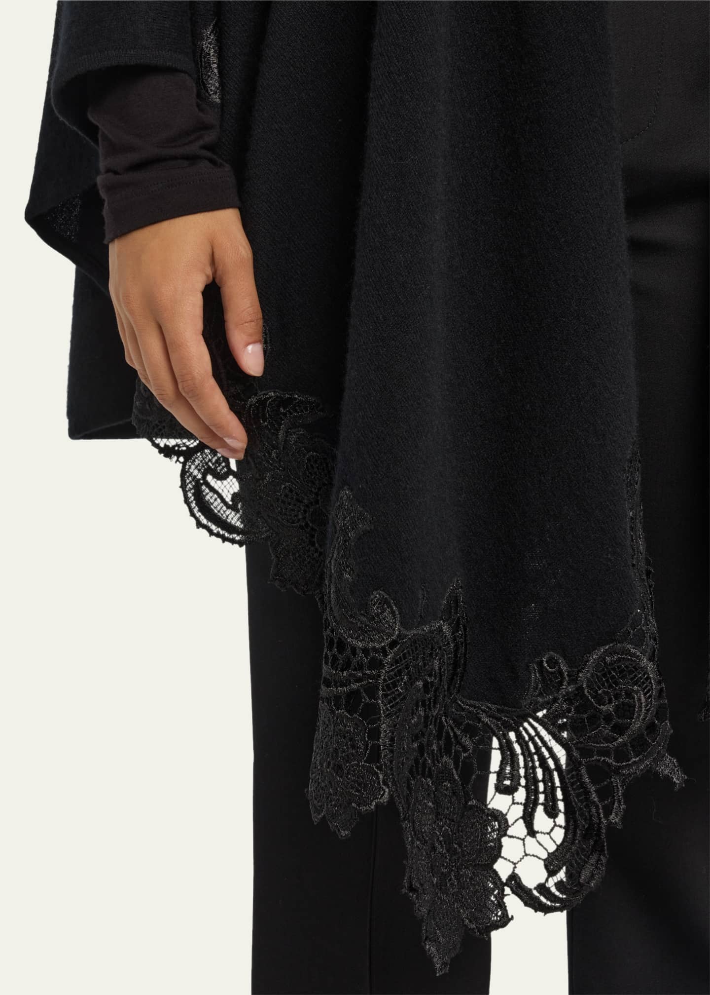 Sofia Cashmere Cashmere Cape With Lace Trim Image 5 of 5