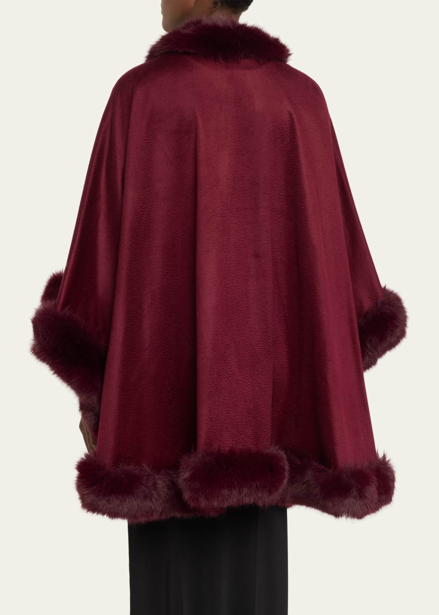 Sofia Cashmere Cashmere Cape With Faux Fur Trim