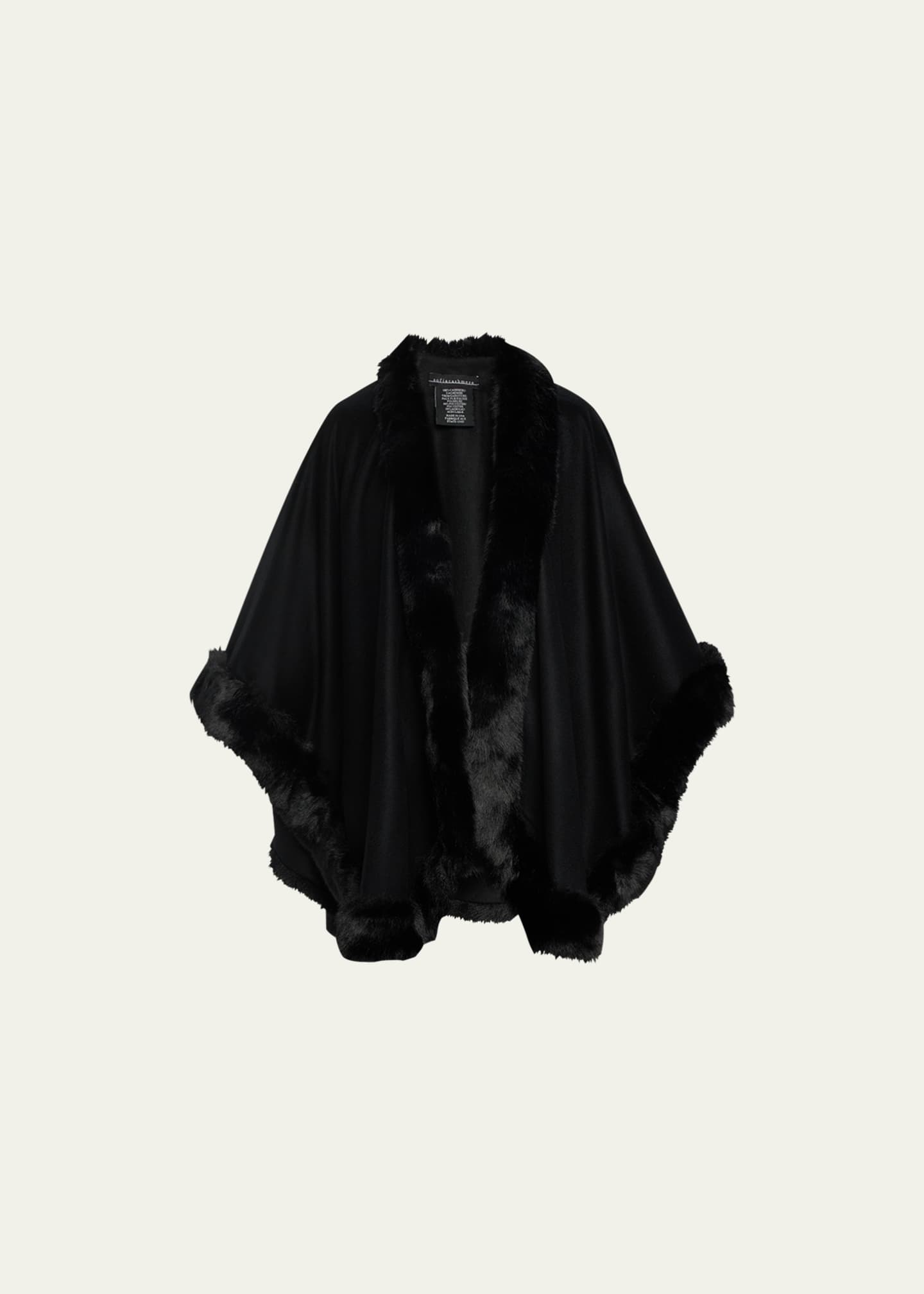 Sofia Cashmere Faux Fur Trim Cashmere Cape Image 1 of 5