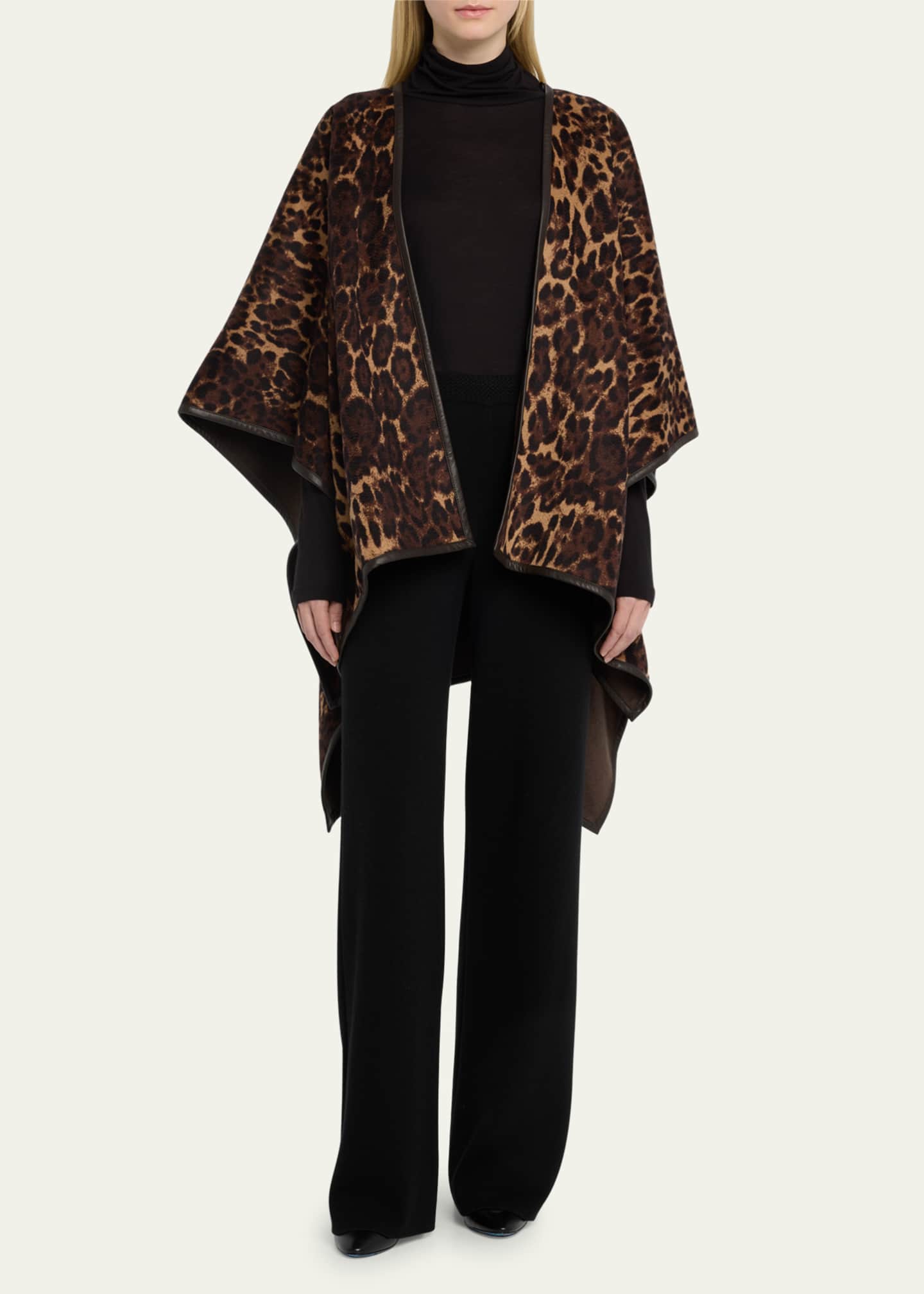Sofia Cashmere Reversible Jaguar Cashmere & Leather Cape Bergdorf Goodman