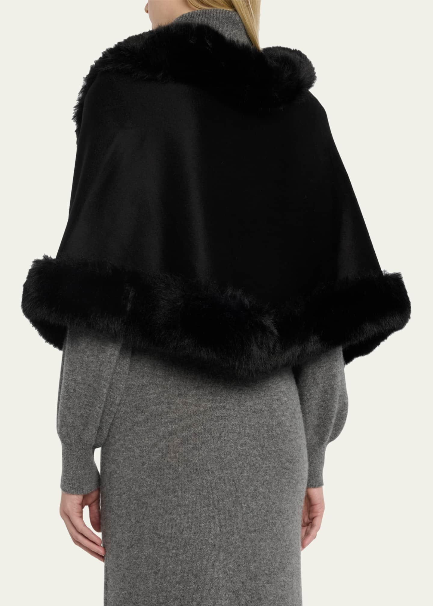 Sofia Cashmere Cashmere Faux Fur Trimmed Diamond Wrap Bergdorf Goodman