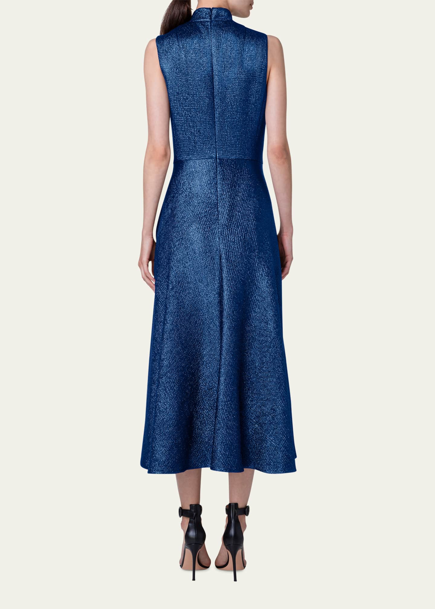 Akris Metallic Jacquard Mock-Neck Midi Dress - Bergdorf Goodman