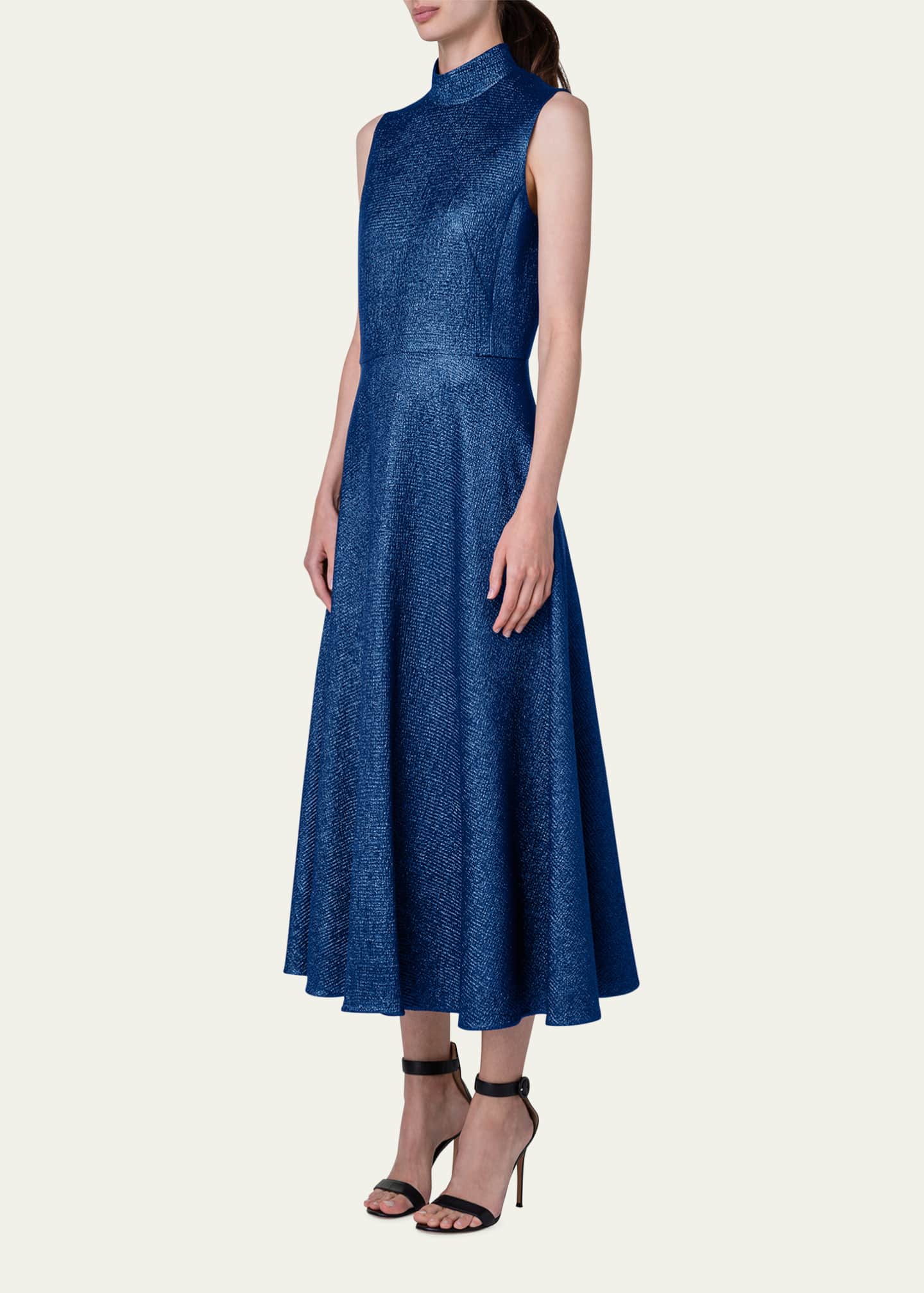 Metallic Knit Y-Neck Halter Dress with Tier Skirt | David's