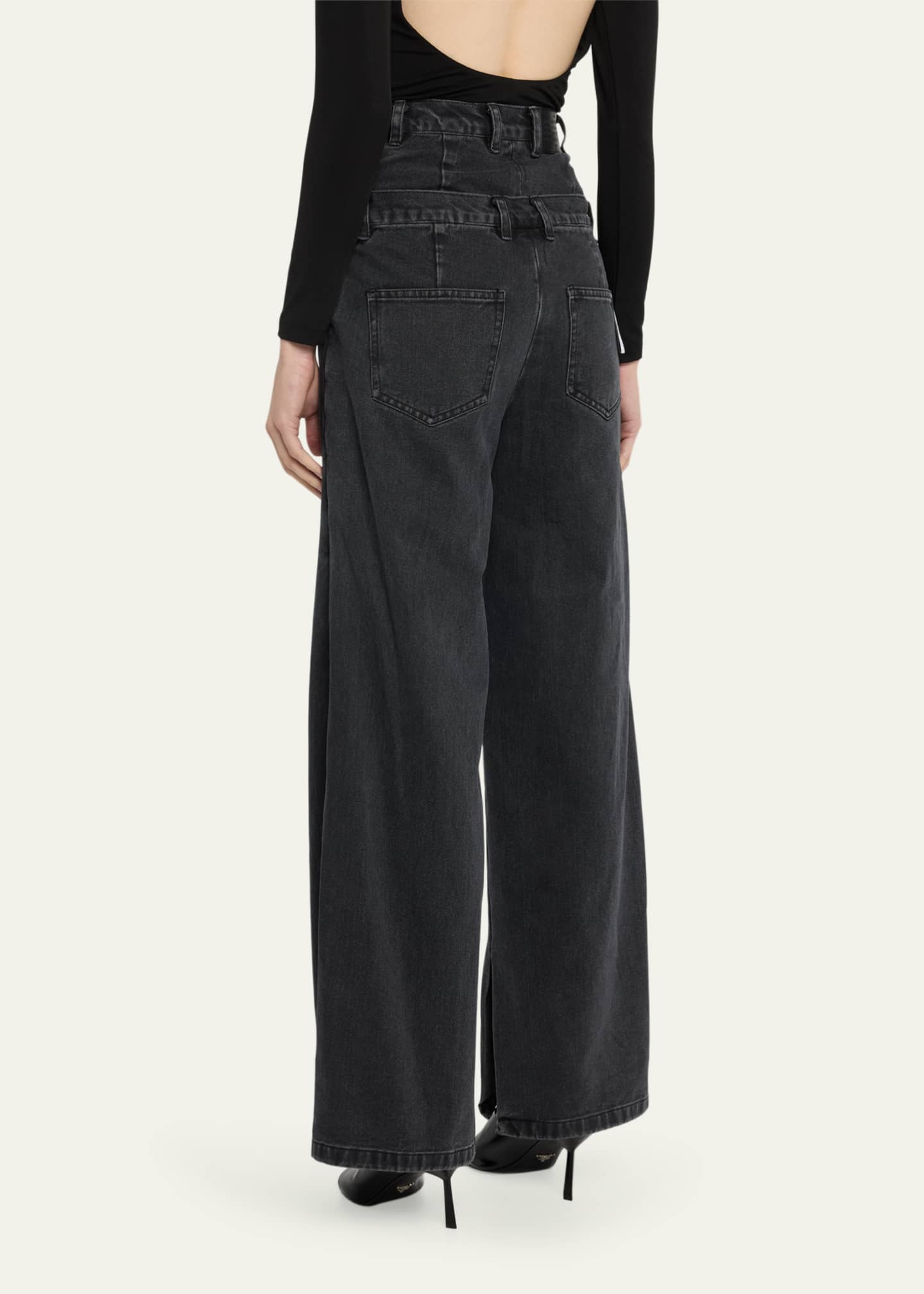 Rokh Double Flap Detailed Denim Pants - Bergdorf Goodman