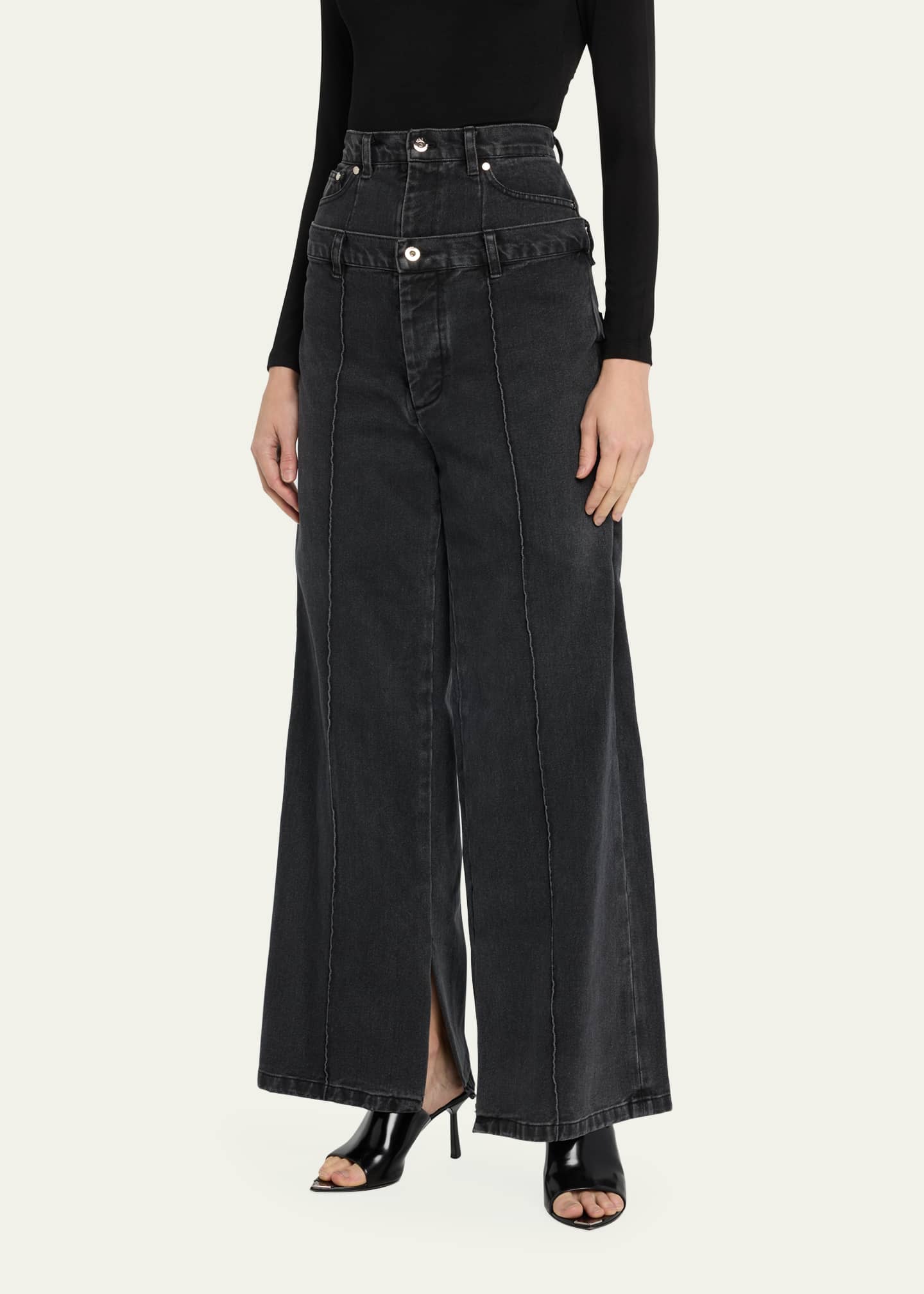 Rokh Double Flap Detailed Denim Pants - Bergdorf Goodman