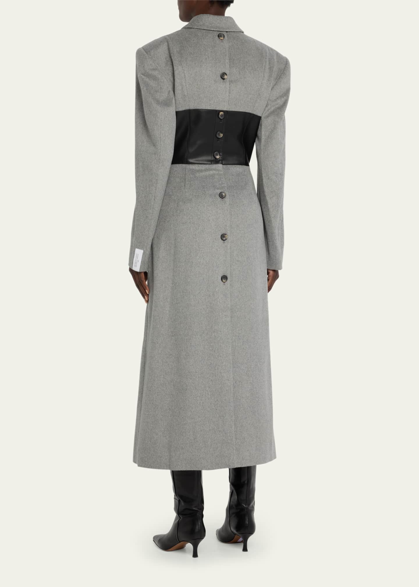 Rokh Faux Leather Corset Wool Tailored Coat - Bergdorf Goodman