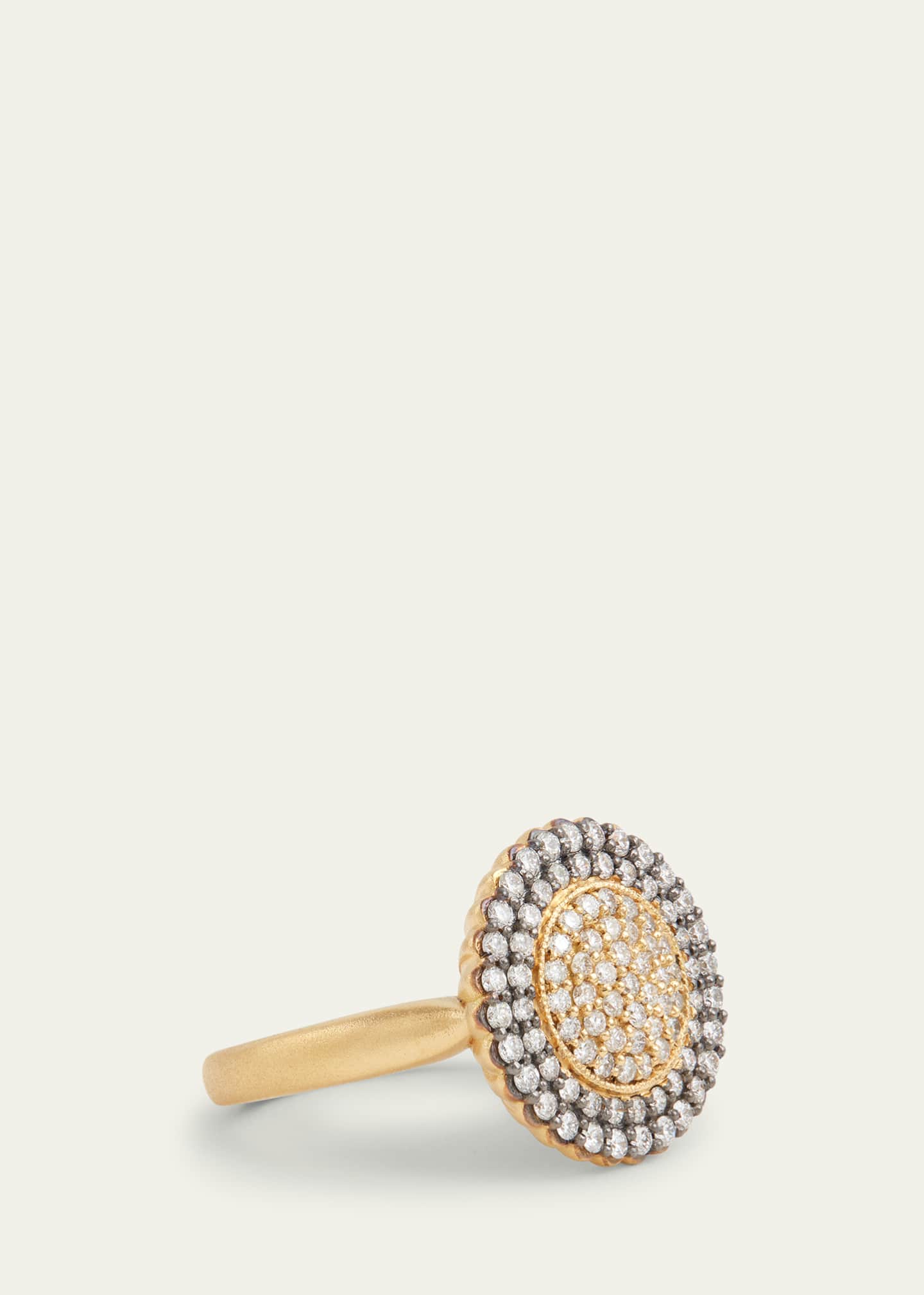 Jamie Wolf 18K Yellow Gold Diamond Disc Ring with Blackened Edge Image 2 of 2